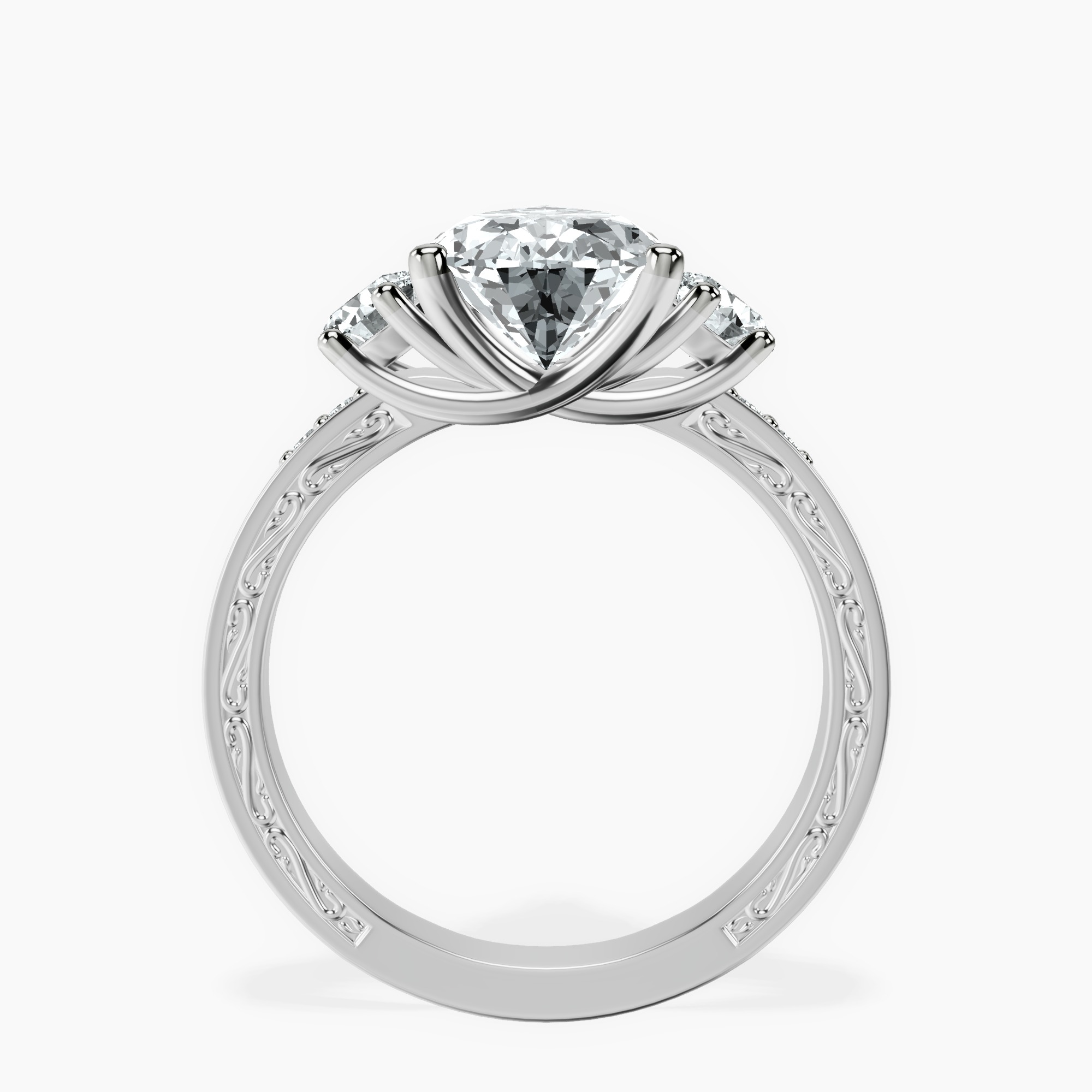 1.34 ct. pear Valencia Vinatge Ring in 10kt white gold side right image one