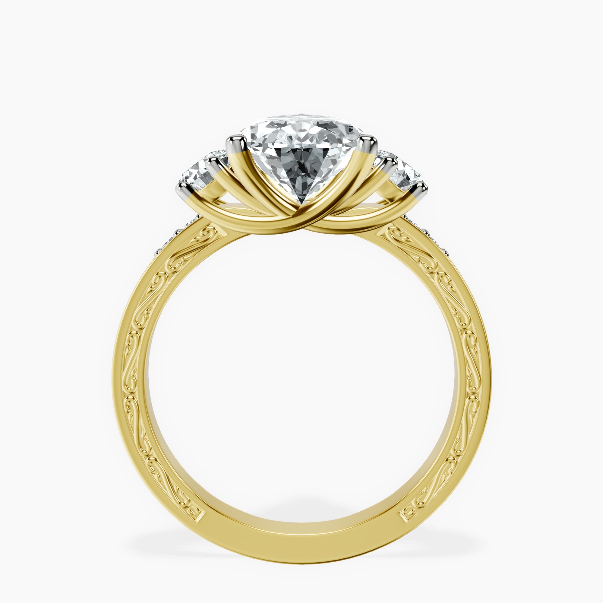 1.45 ct. pear Valencia Vinatge Ring in 10kt yellow gold side right image one