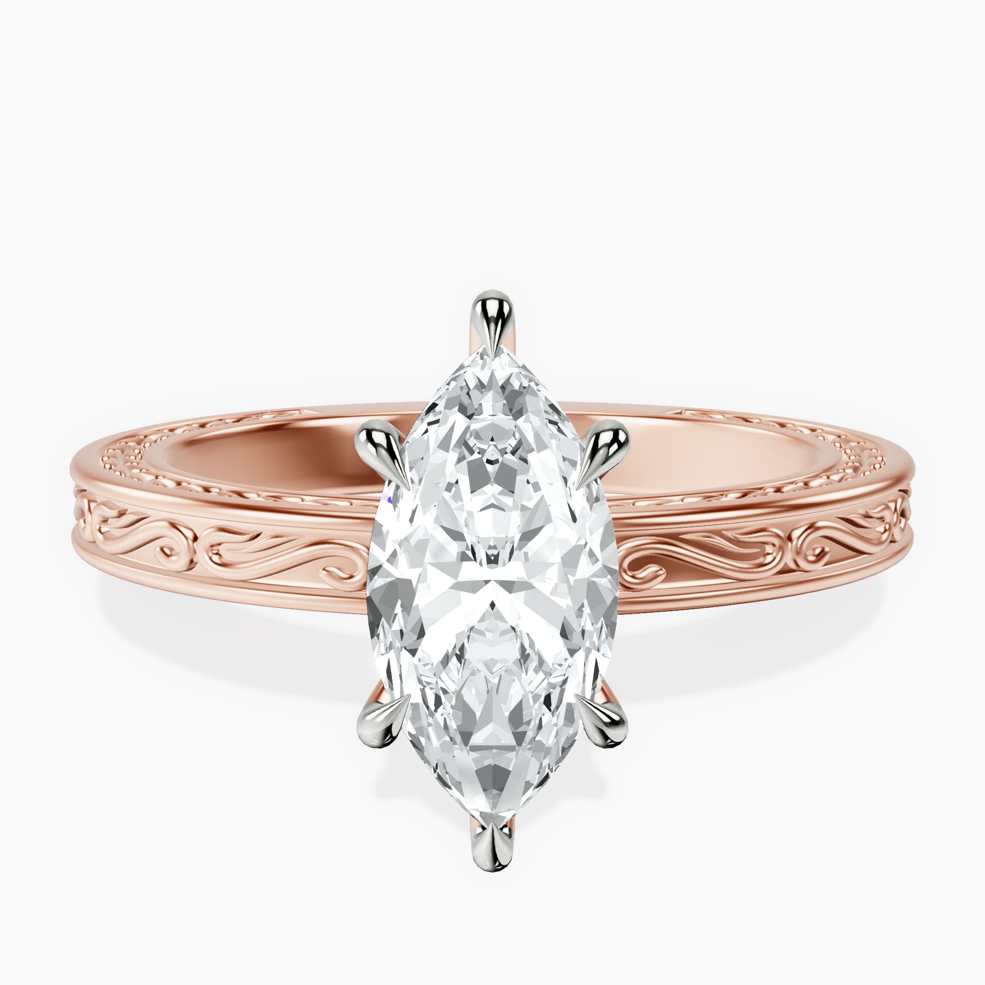 18kt Rose Gold Ivory Vintage Solitaire Lab Diamond Ring front image