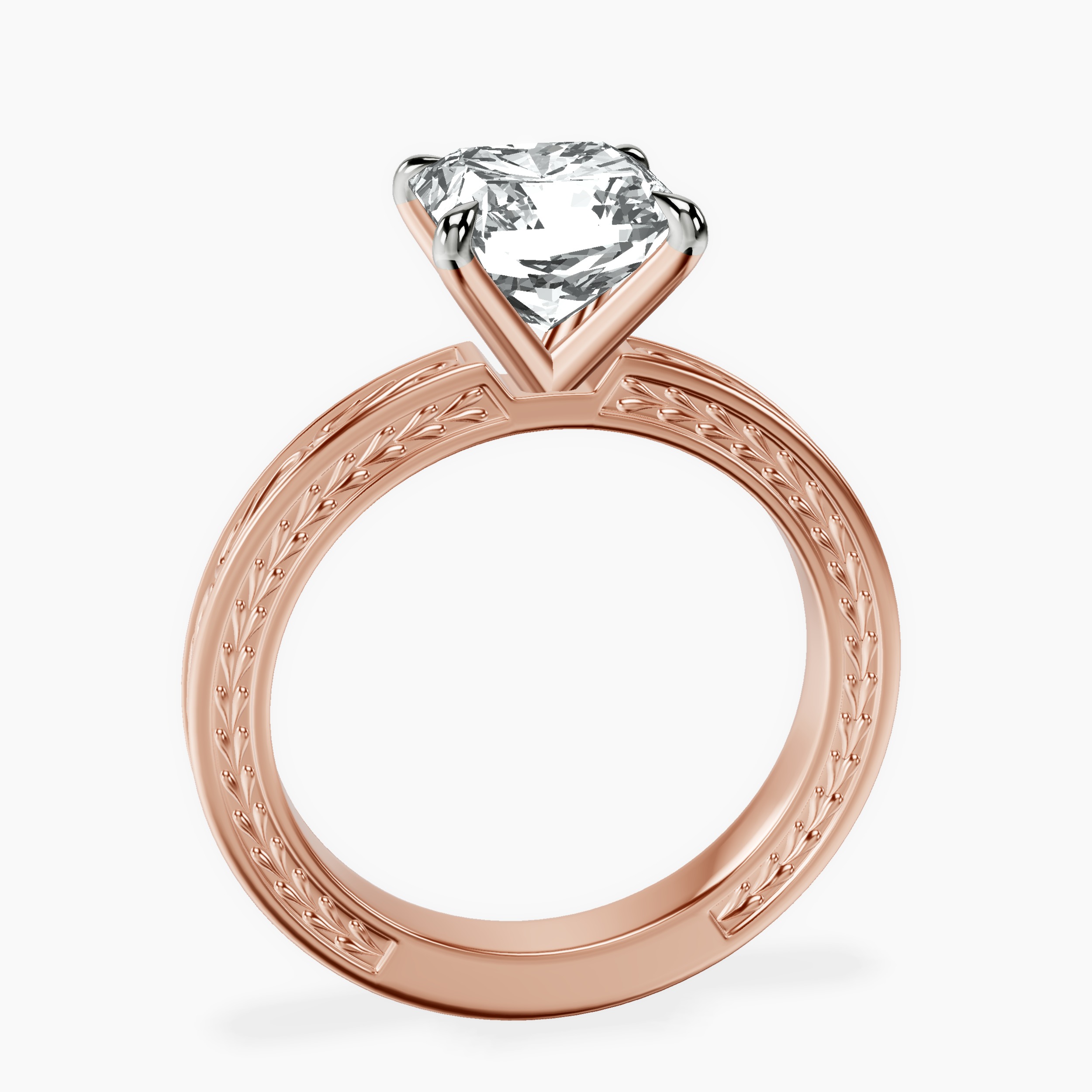 2.94 ct. radiant Ivory Solitaire Ring in 10kt rose gold side right image one