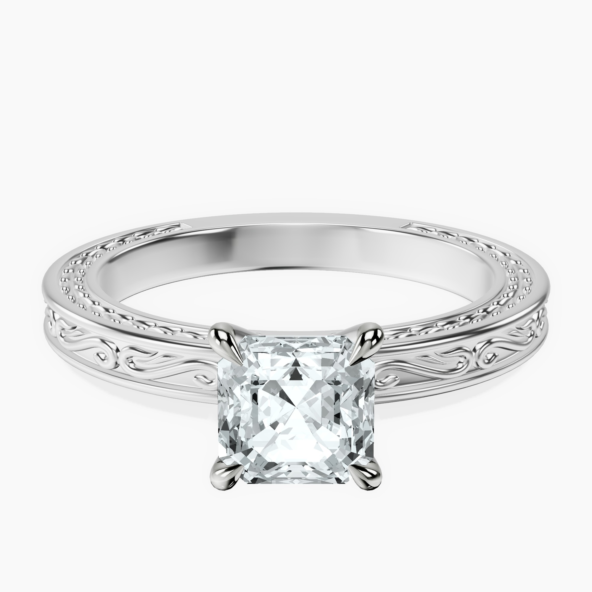 Platinum Ivory Vintage Solitaire Lab Diamond Ring front image