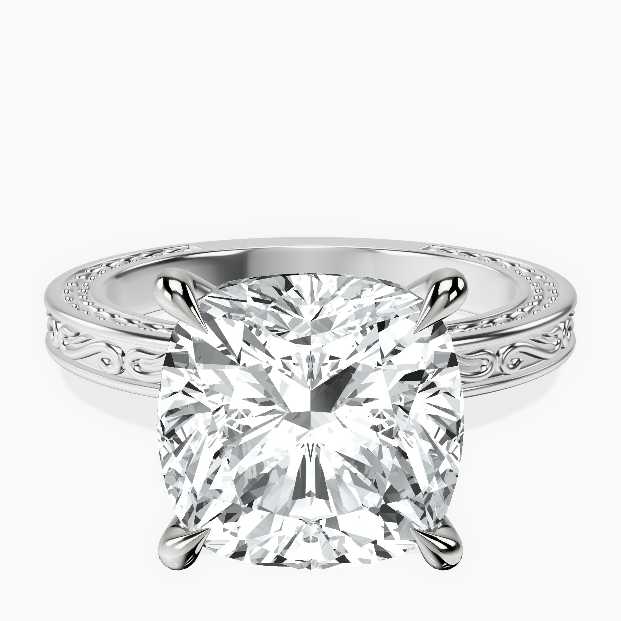 Platinum Ivory Vintage Solitaire Lab Diamond Ring front image