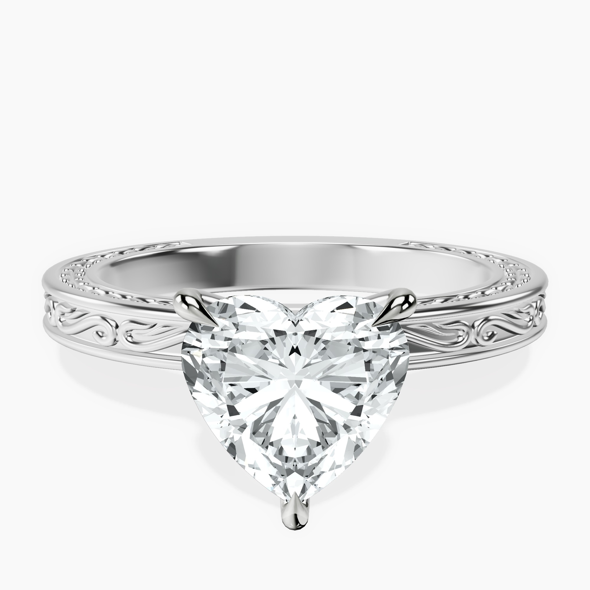 Platinum Ivory Vintage Solitaire Lab Diamond Ring front image