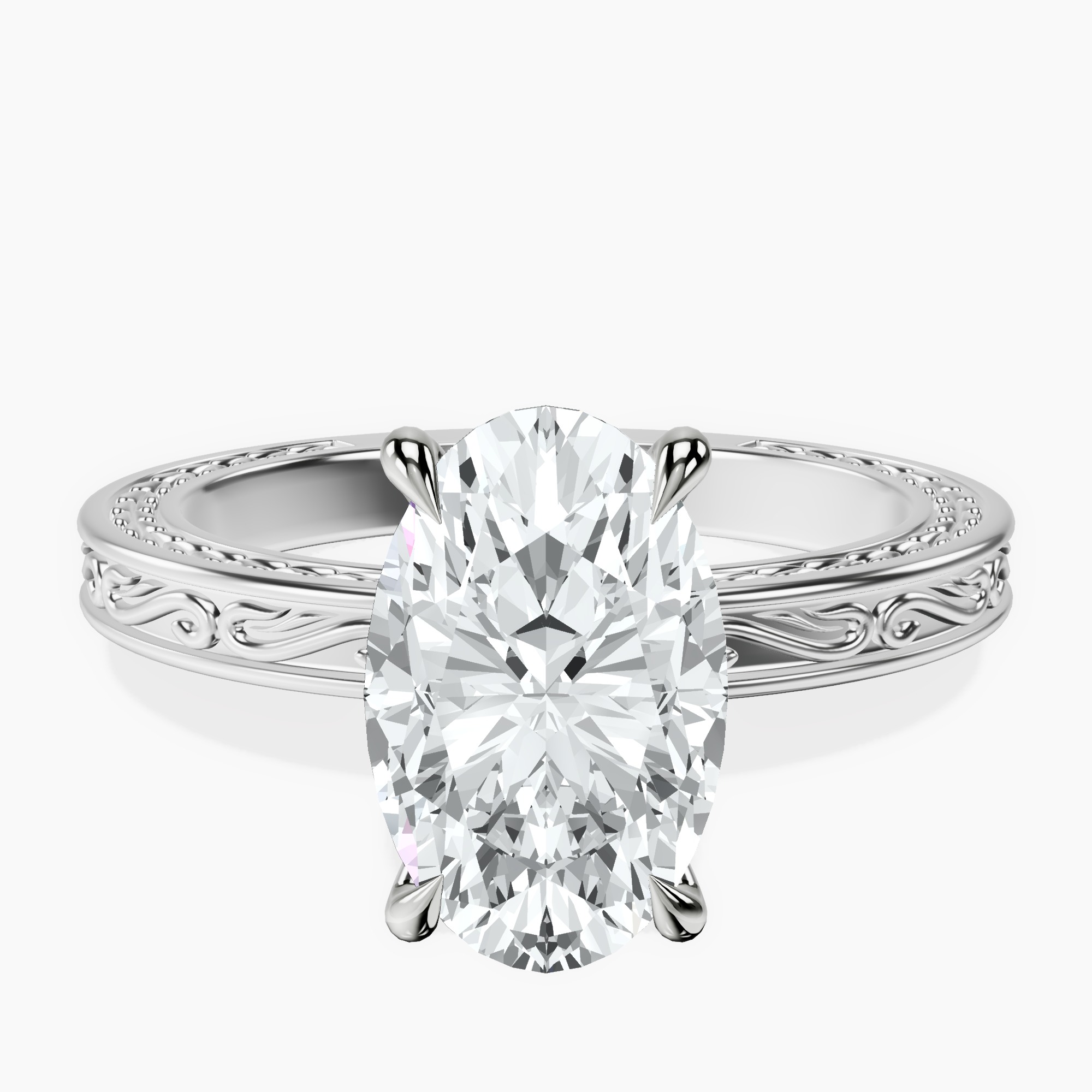 2.40 ct. oval Ivory Solitaire Ring in 18kt white gold rtr top