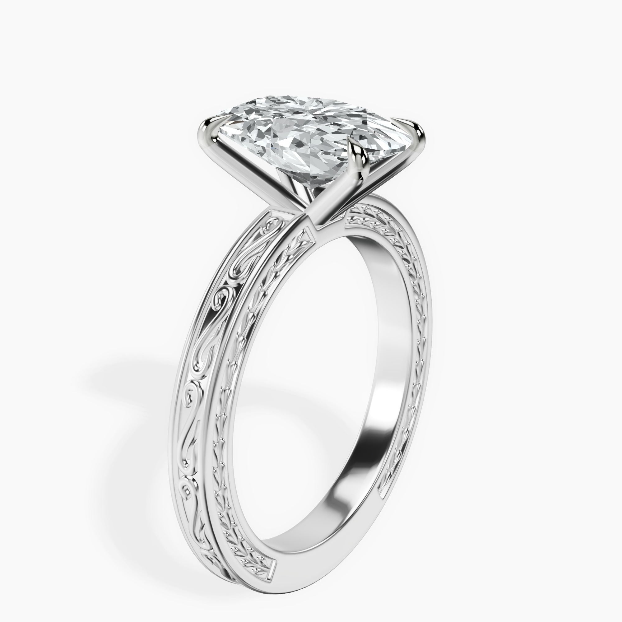 2.40 ct. oval Ivory Solitaire Ring in 18kt white gold standing product image one
