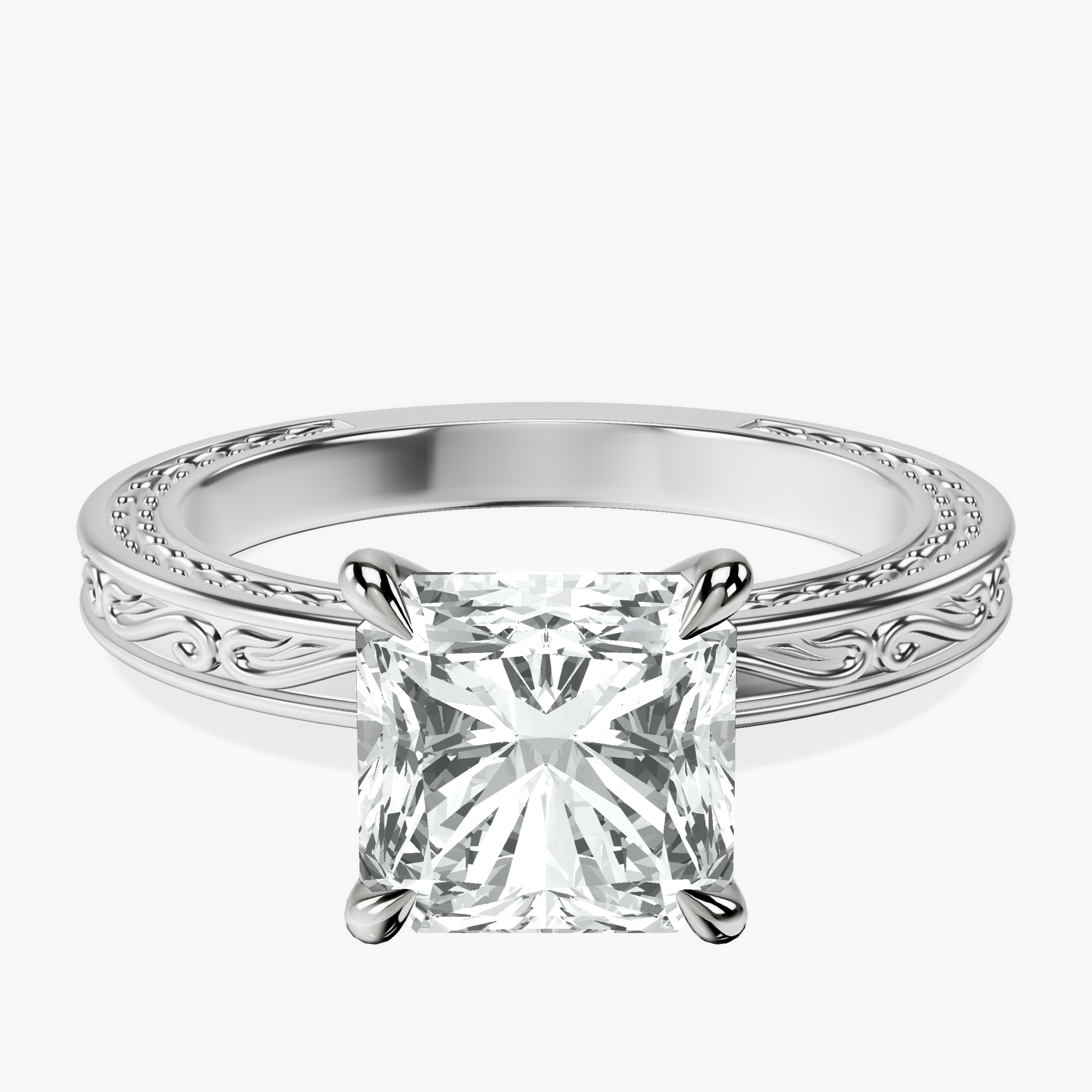 2.94 ct. radiant Ivory Solitaire Ring in 14kt white gold rtr top