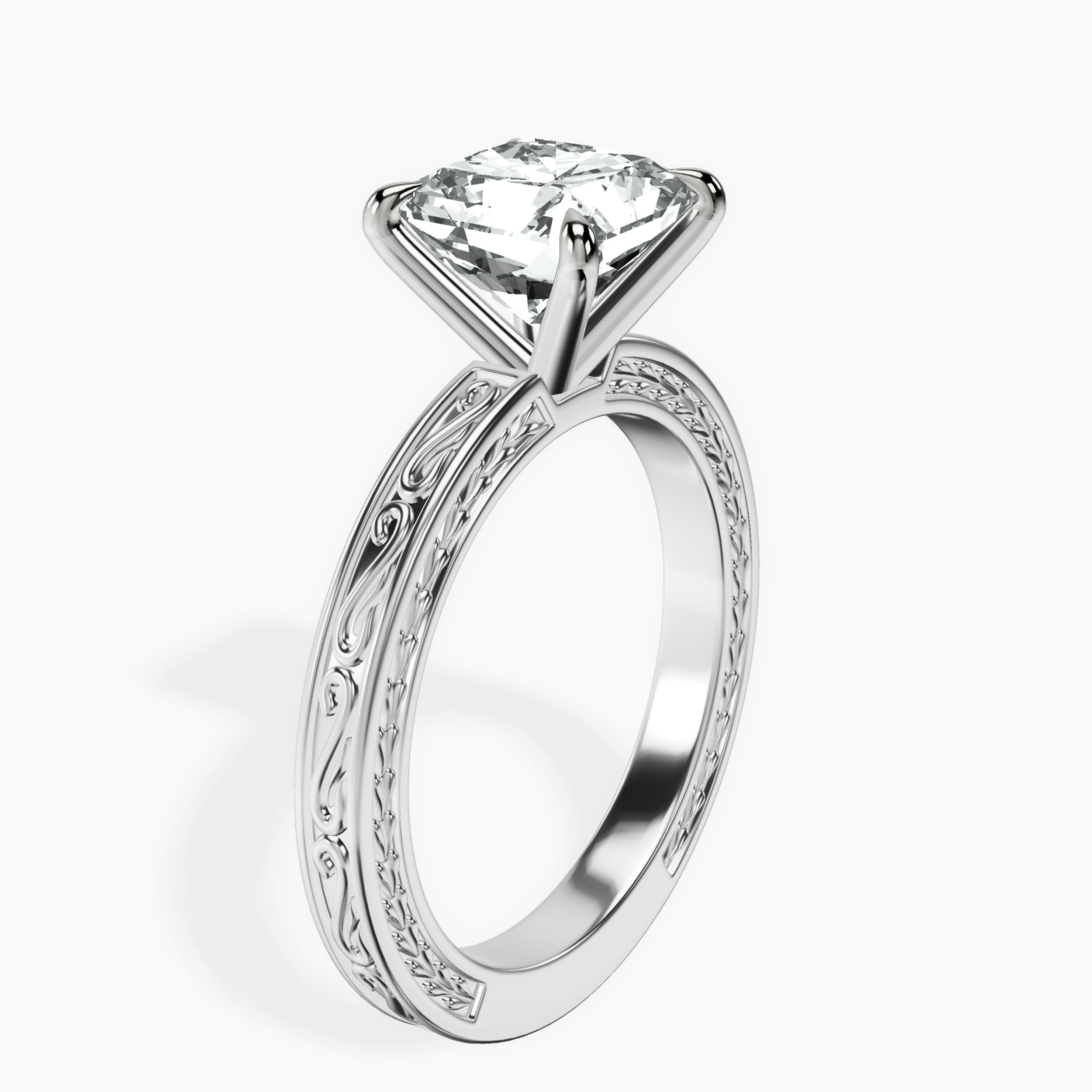 2.94 ct. radiant Ivory Solitaire Ring in 14kt white gold standing product image one