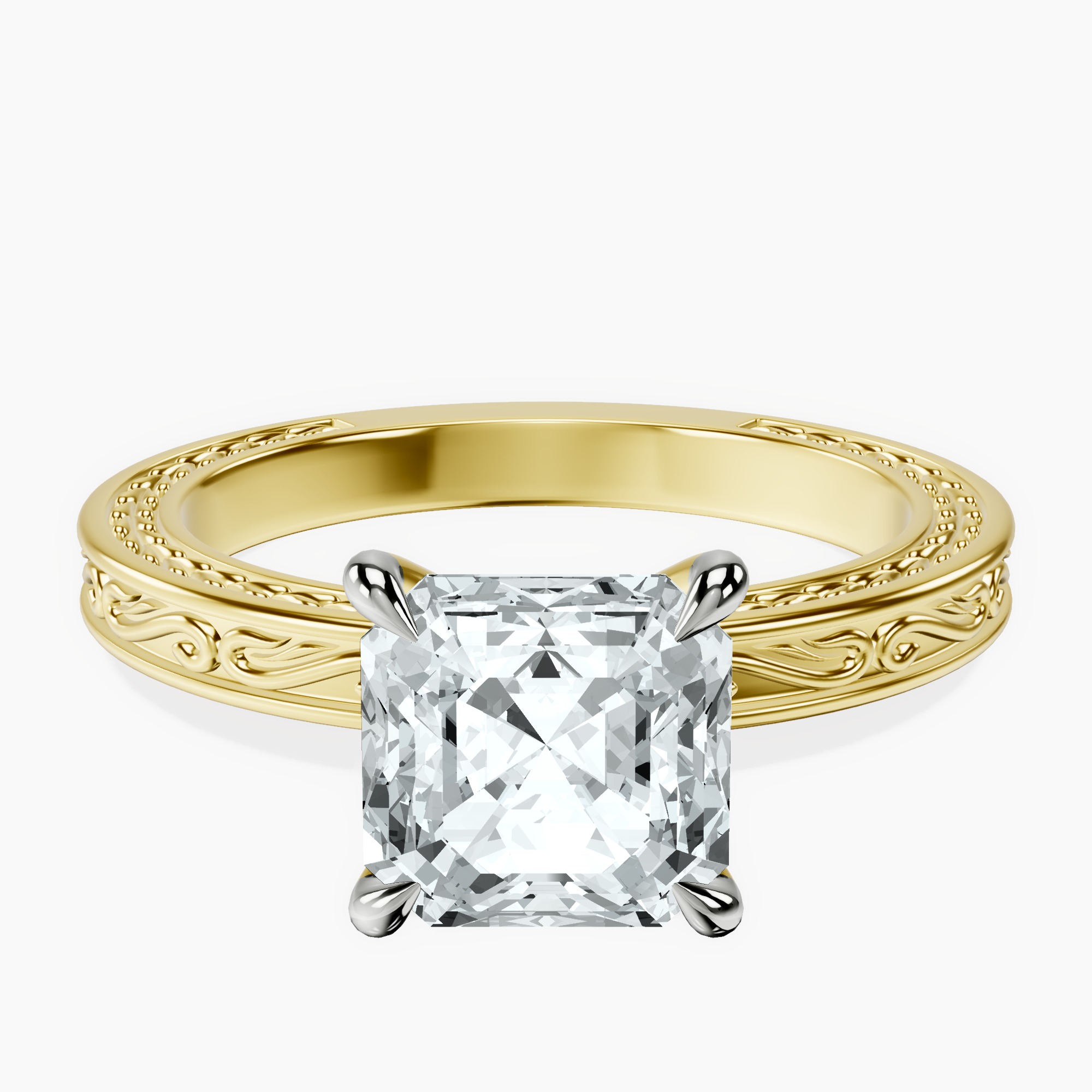 10kt Yellow Gold Ivory Vintage Solitaire Lab Diamond Ring front image