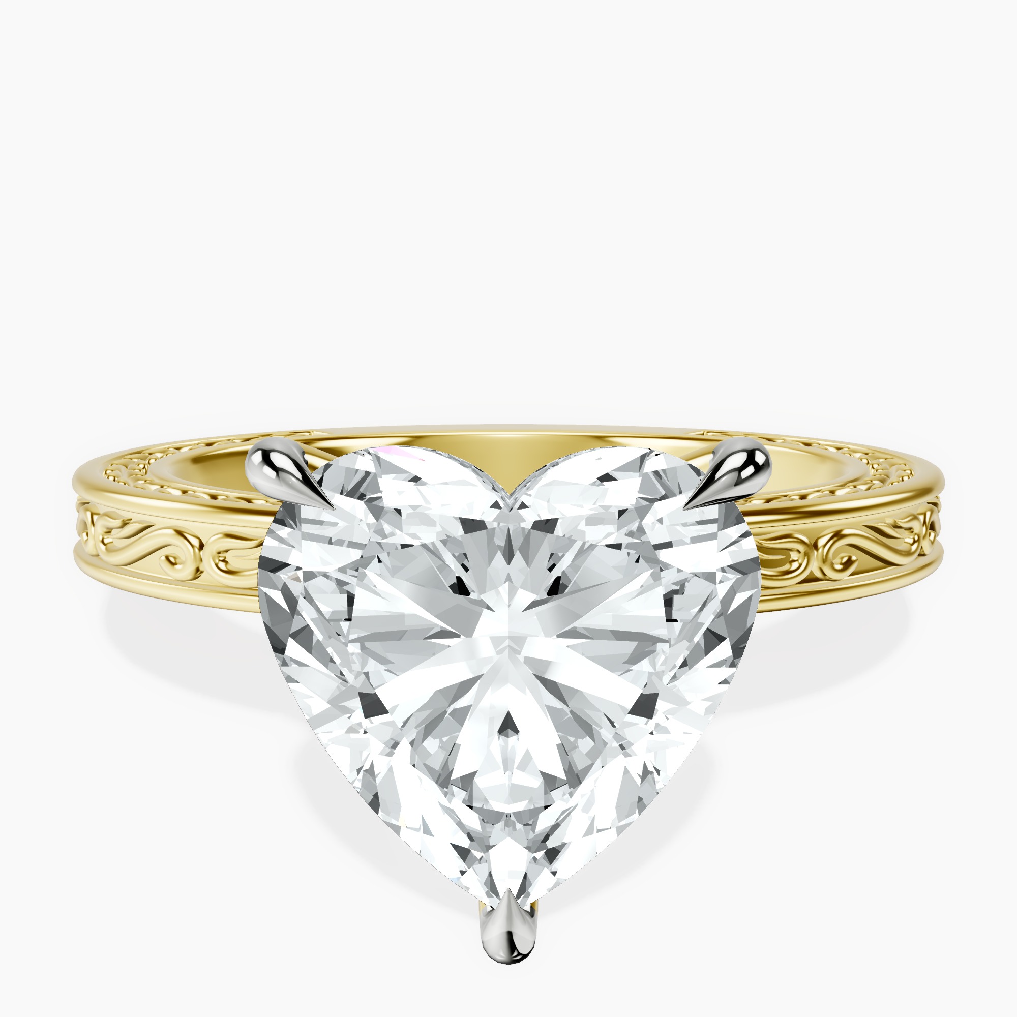 3.01 ct. heart Ivory Solitaire Ring in 14kt yellow gold rtr top