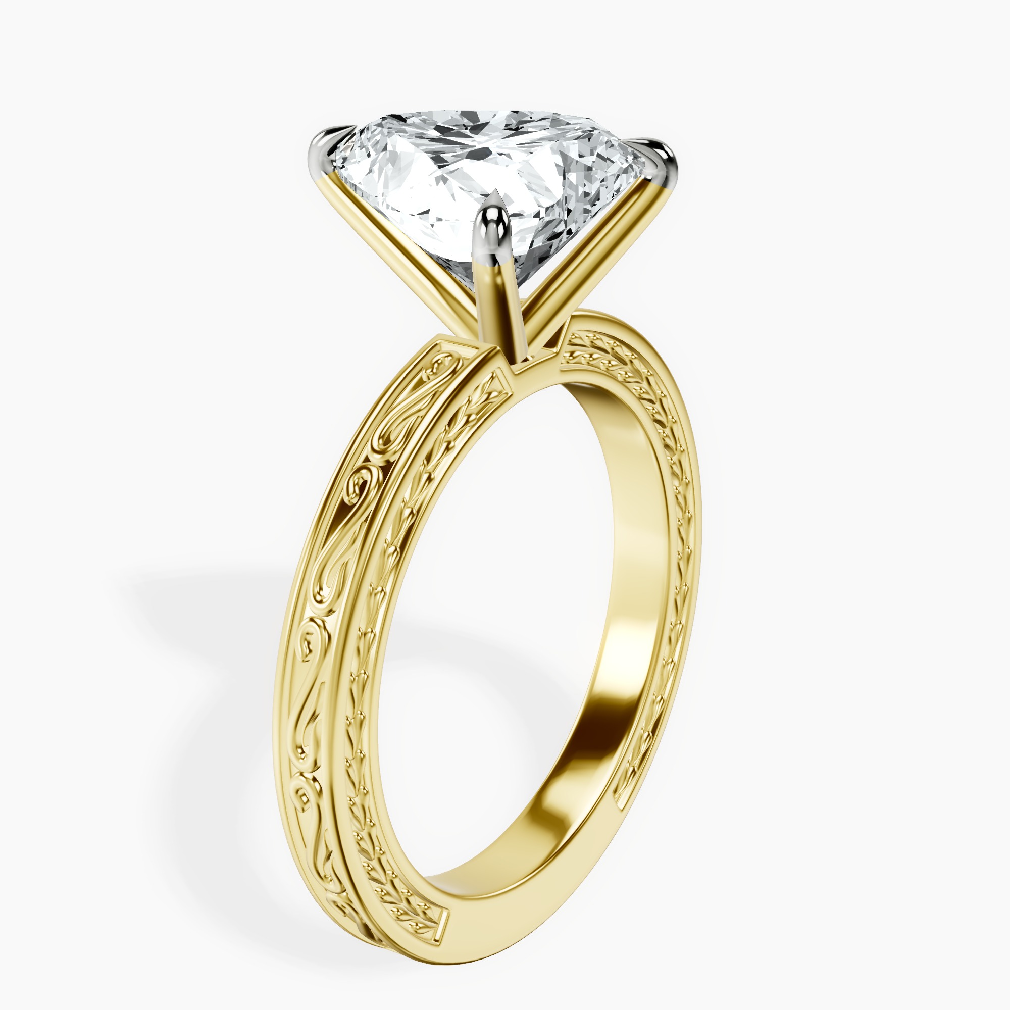 3.01 ct. heart Ivory Solitaire Ring in 14kt yellow gold standing product image one