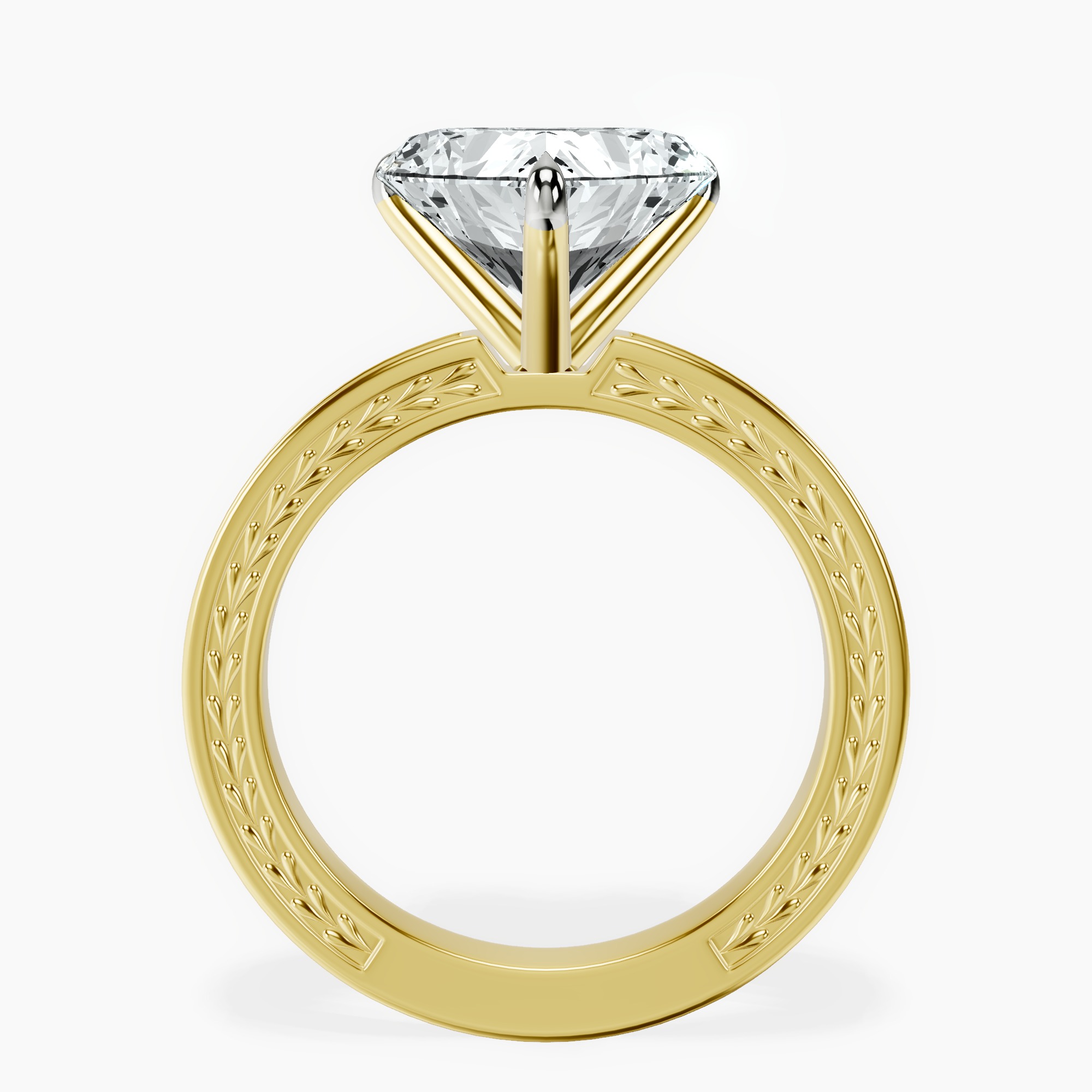 3.01 ct. heart Ivory Solitaire Ring in 14kt yellow gold side right image one