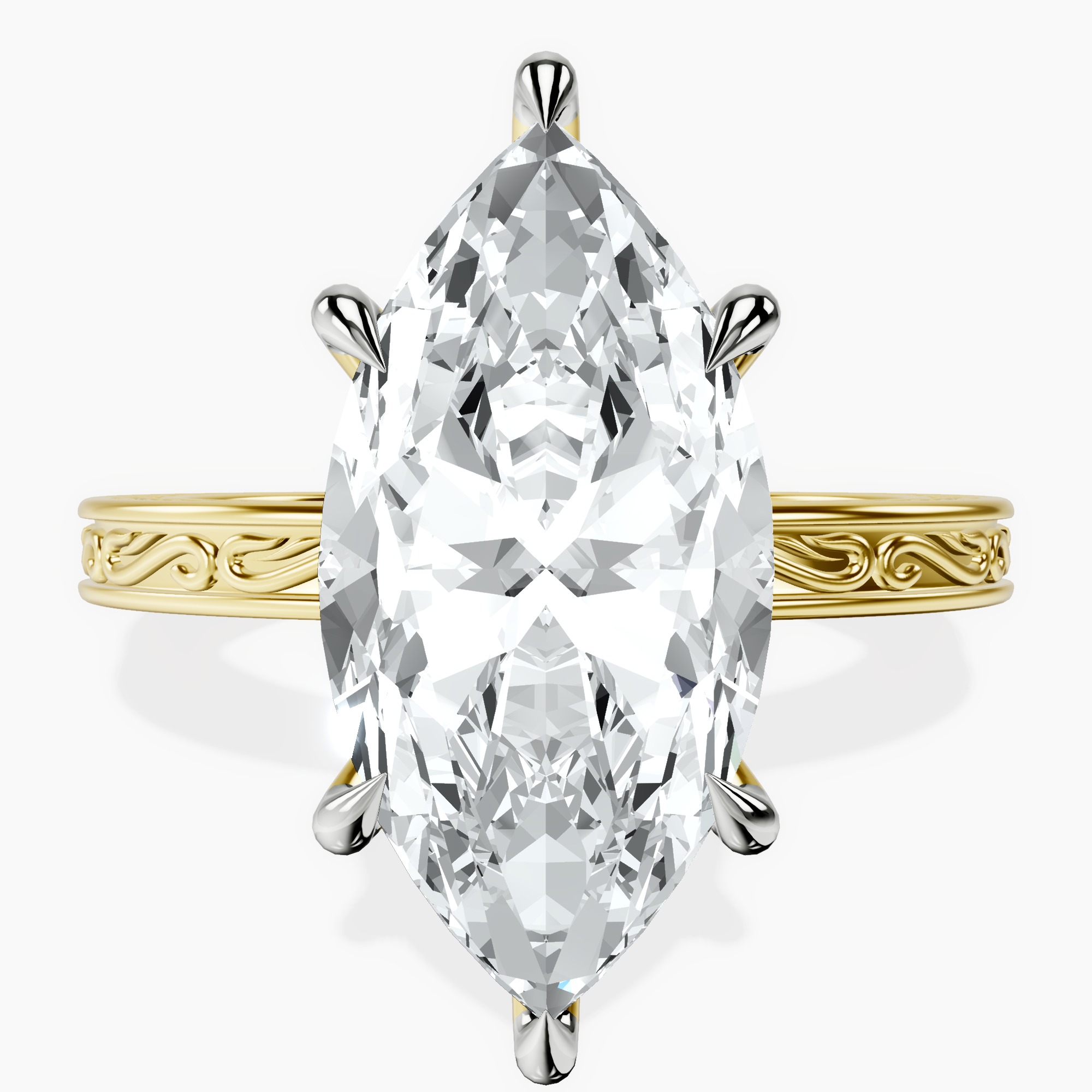14kt Yellow Gold Ivory Vintage Solitaire Lab Diamond Ring front image