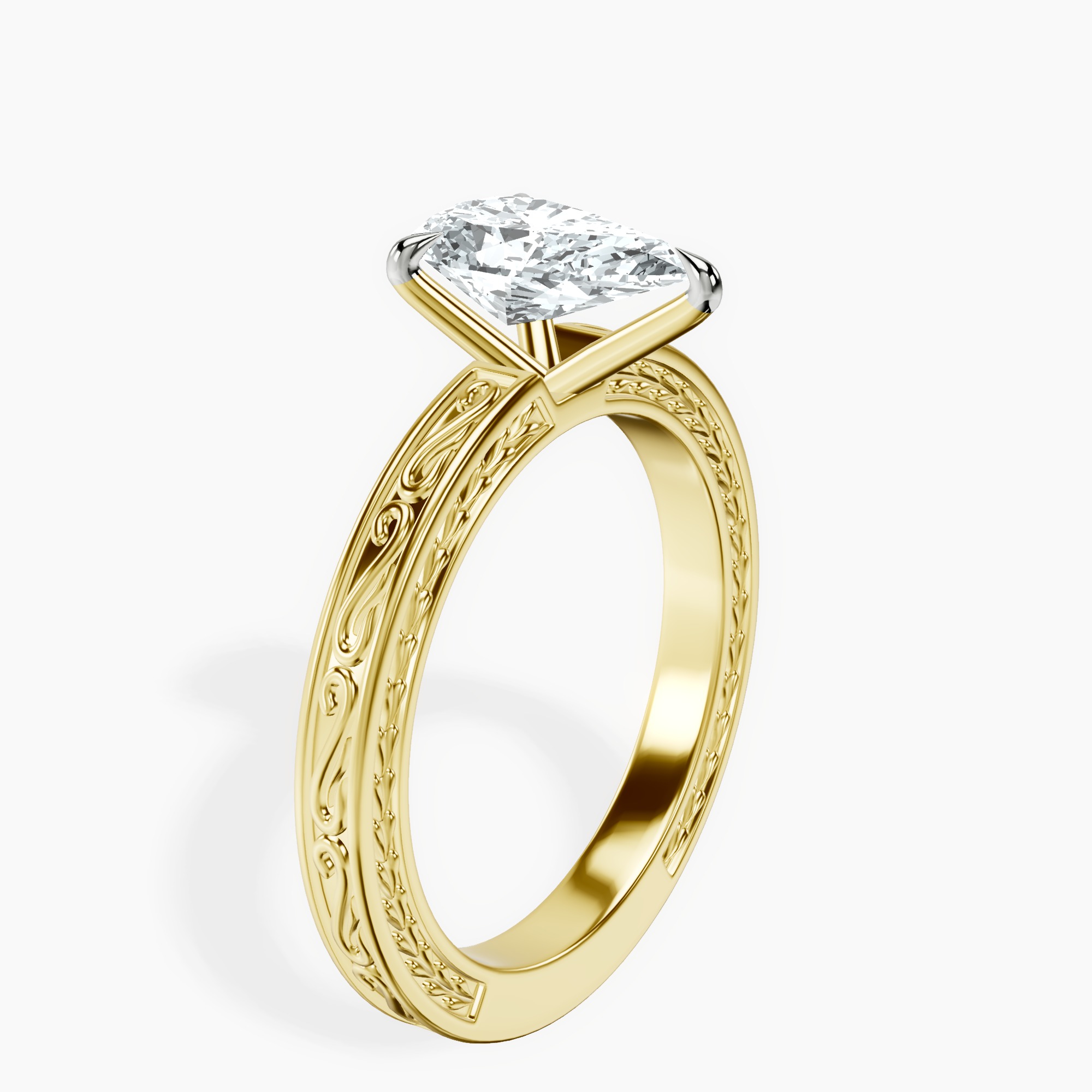 1.34 ct. pear Ivory Solitaire Ring in 10kt yellow gold standing product image one
