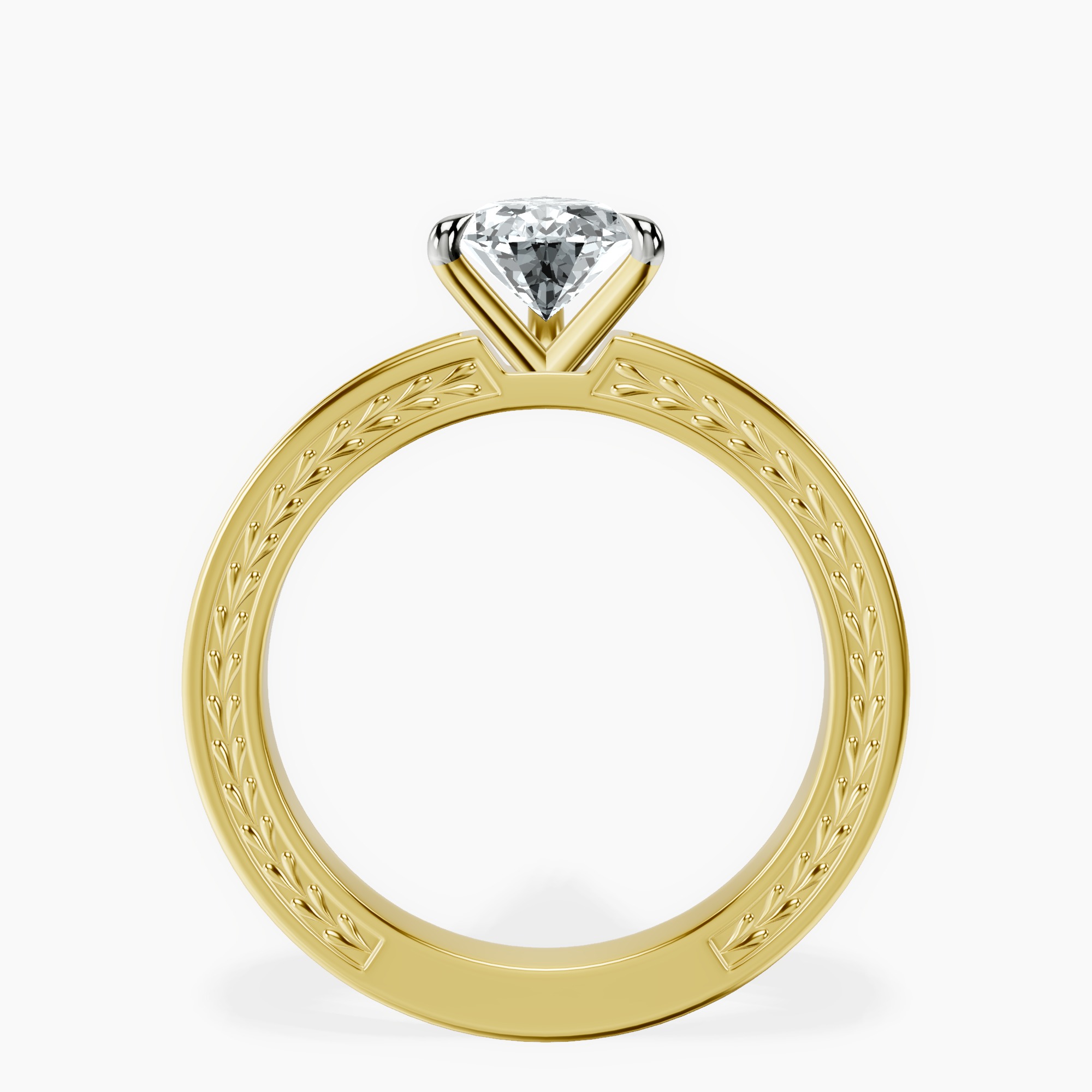 1.34 ct. pear Ivory Solitaire Ring in 10kt yellow gold side right image one