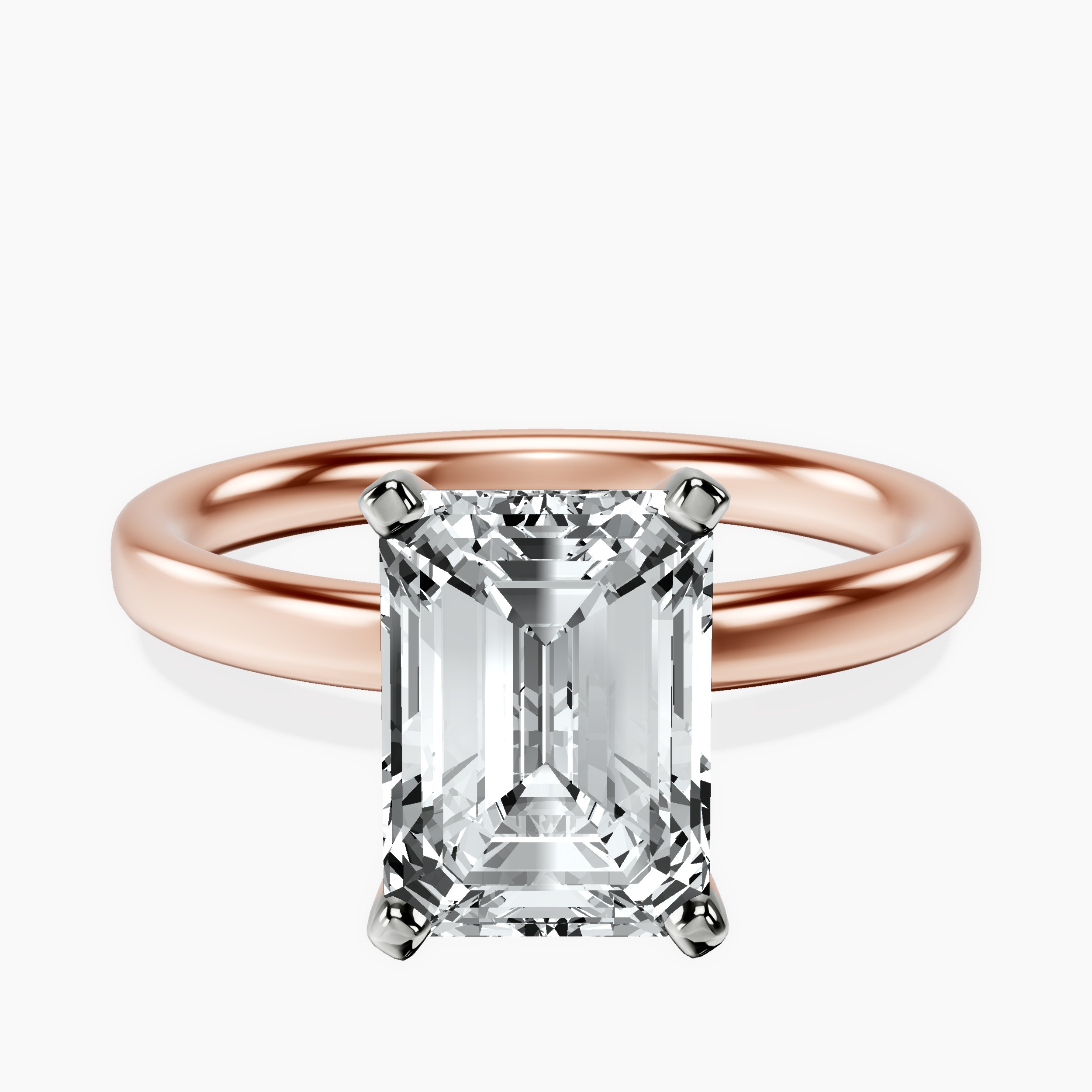 2.91 ct. emerald Four Prong Ring in 14kt rose gold rtr top