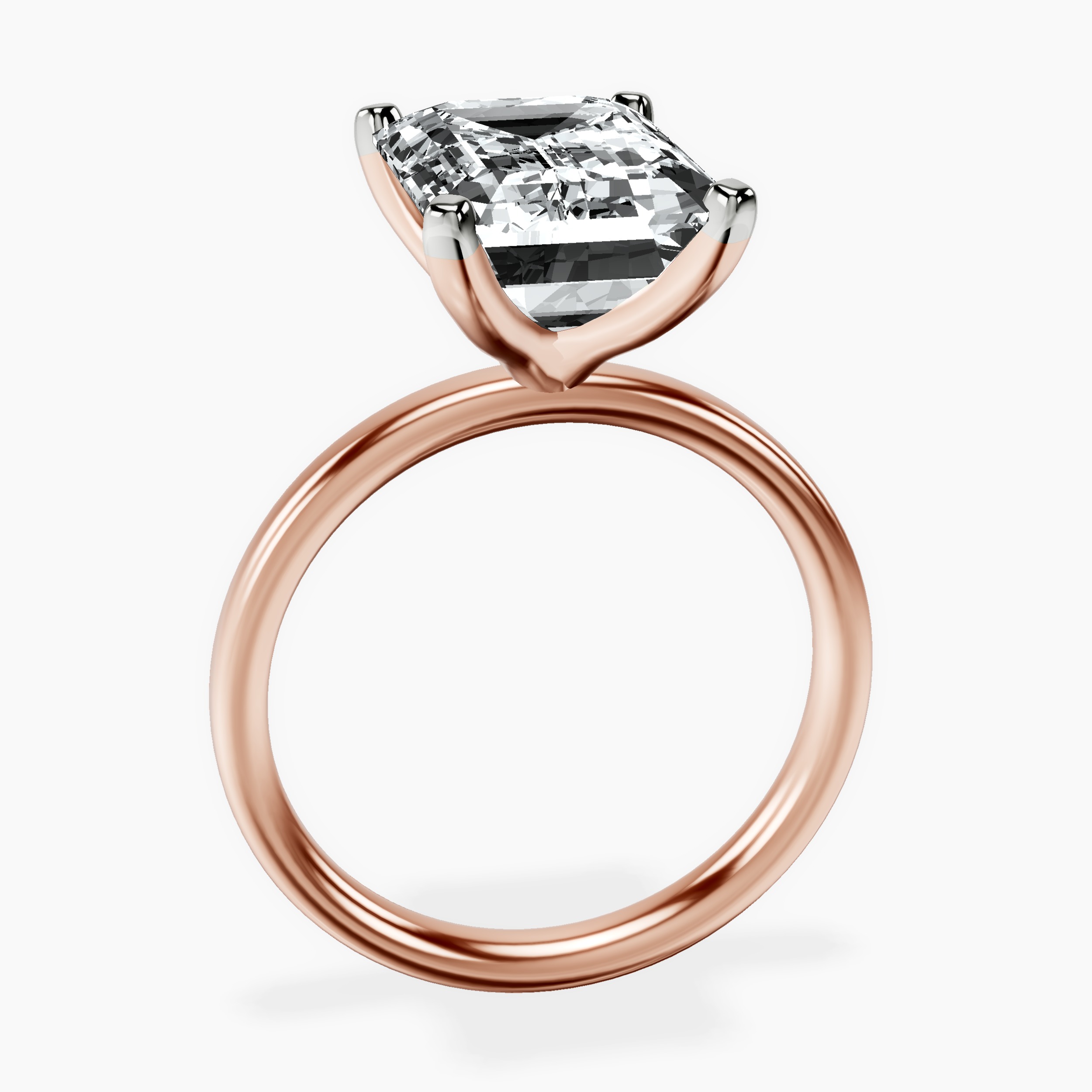 18kt Rose Gold Four Prong Solitaire 2mm Lab Diamond Ring side right image one