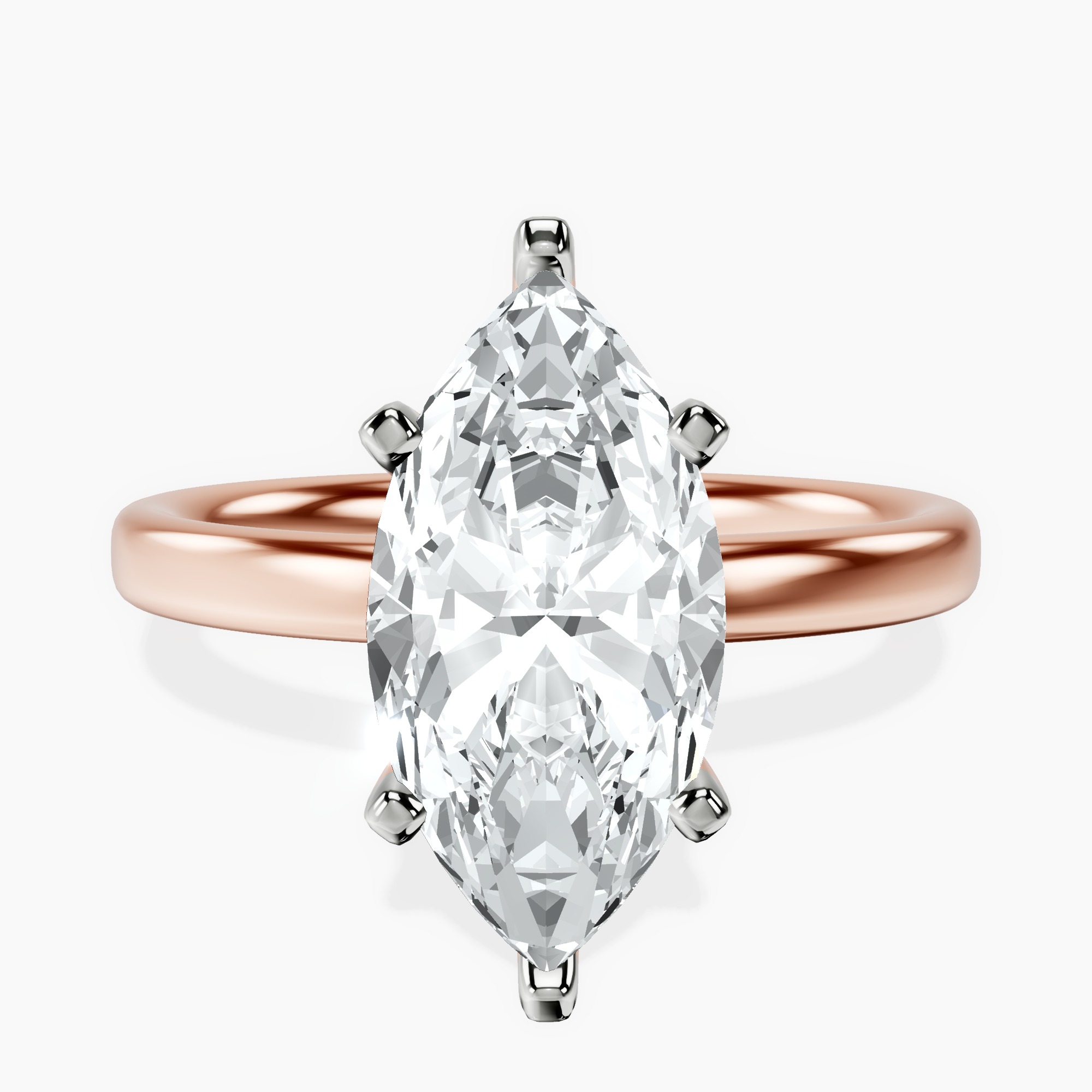 2.73 ct. marquise Four Prong Ring in 18kt rose gold rtr top