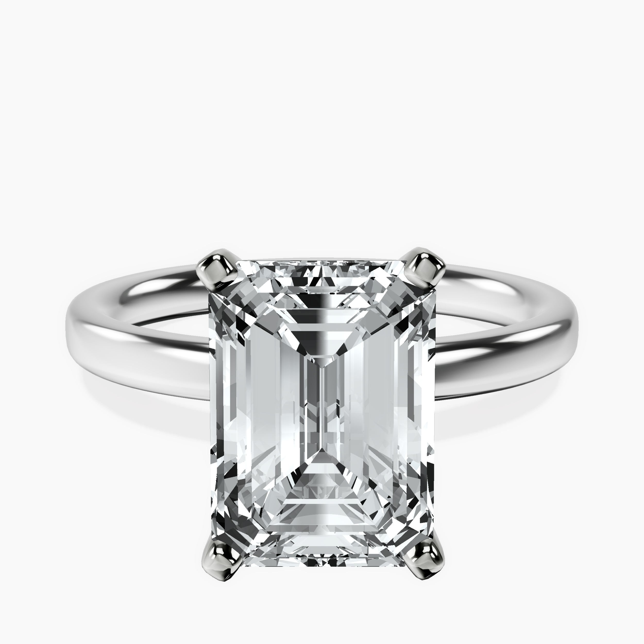 4.20 ct. emerald Four Prong Ring in platinum rtr top