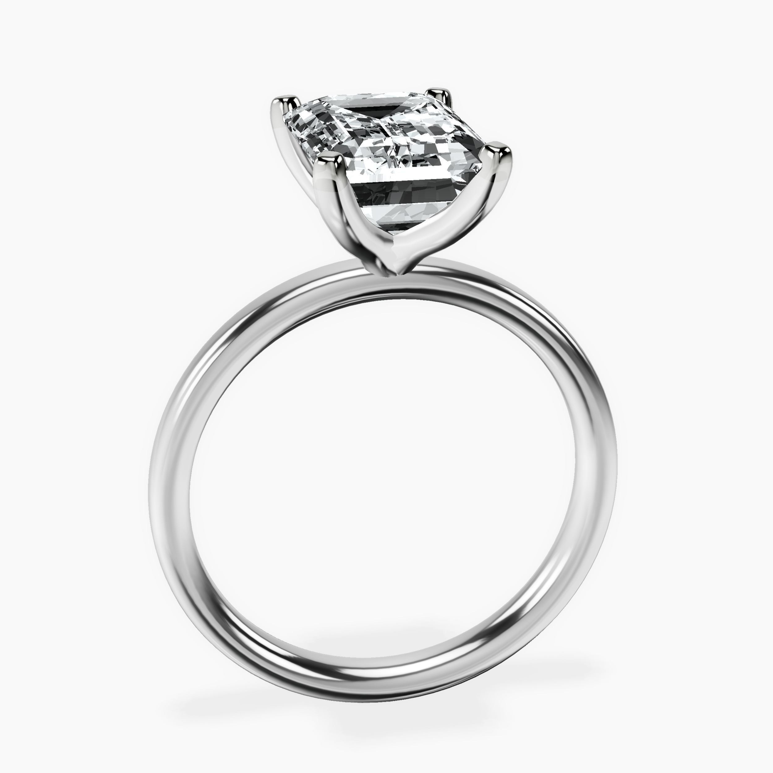 4.20 ct. emerald Four Prong Ring in platinum side right image one