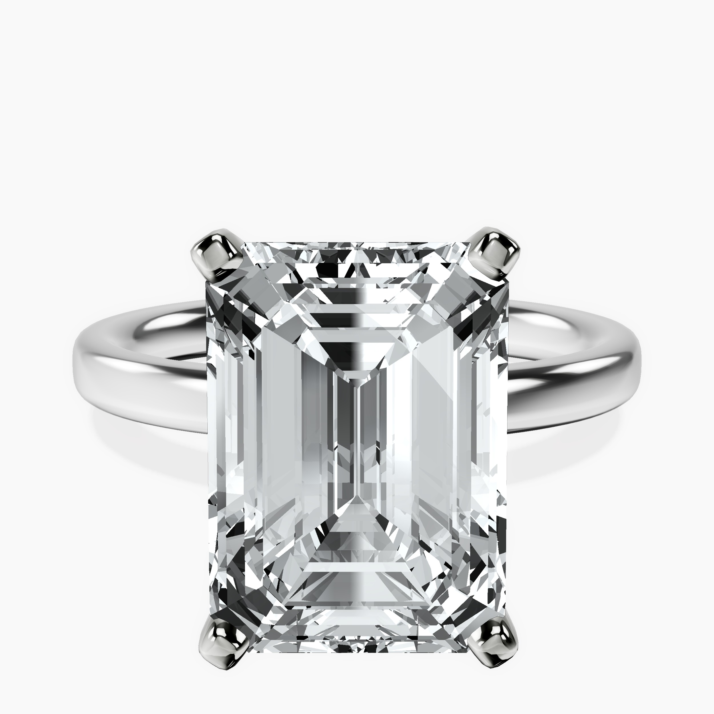 11.94 ct. emerald Four Prong Ring in 14kt white gold rtr top