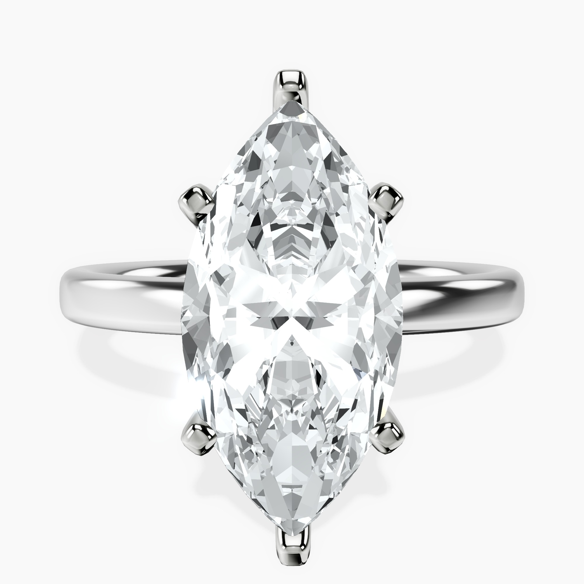 4.04 ct. marquise Four Prong Ring in 14kt white gold rtr top