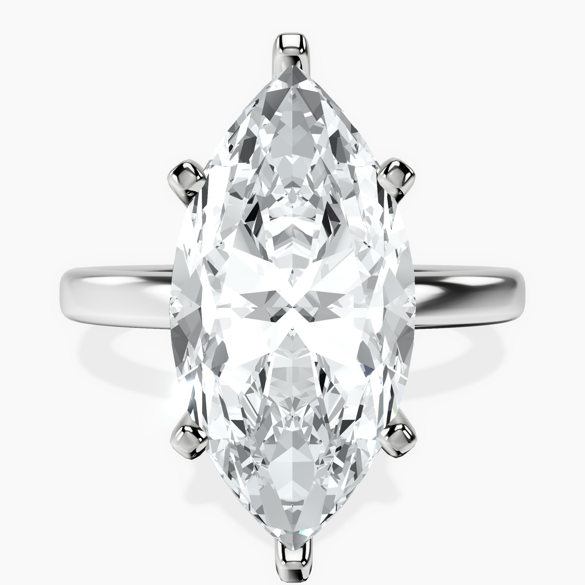 5.08 ct. marquise Four Prong Ring in 14kt white gold rtr top