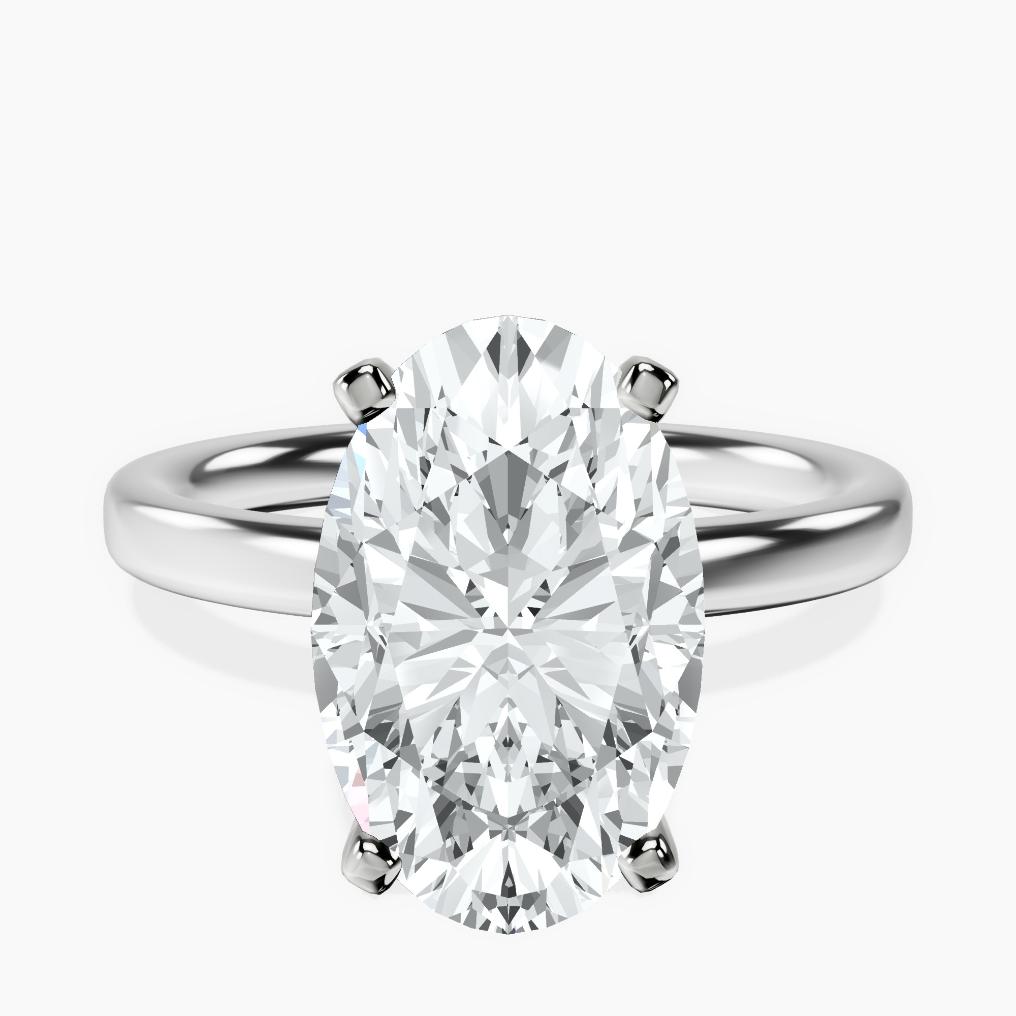 3.85 ct. oval Four Prong Ring in platinum rtr top