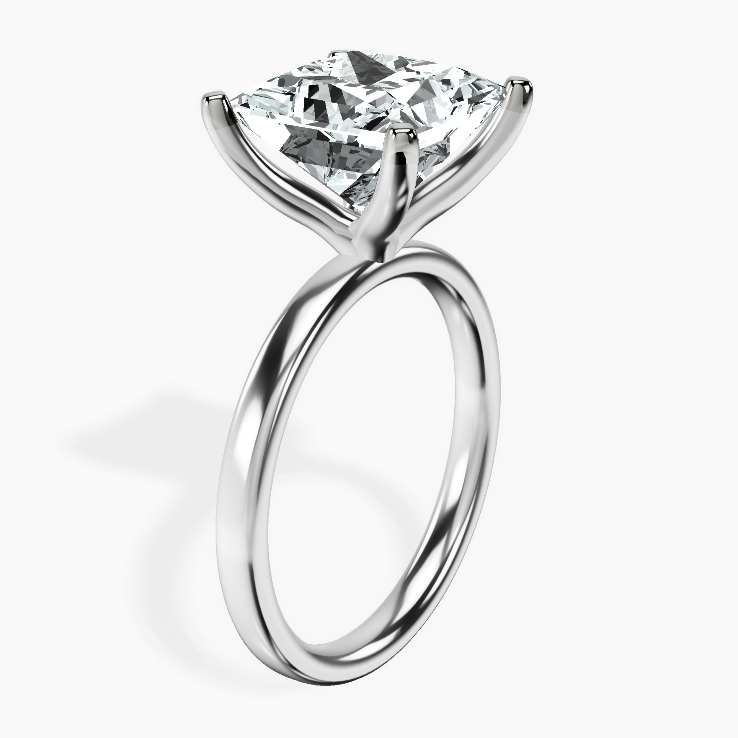 5.02 ct. princess Four Prong Ring in 9Ct white gold standing product image one