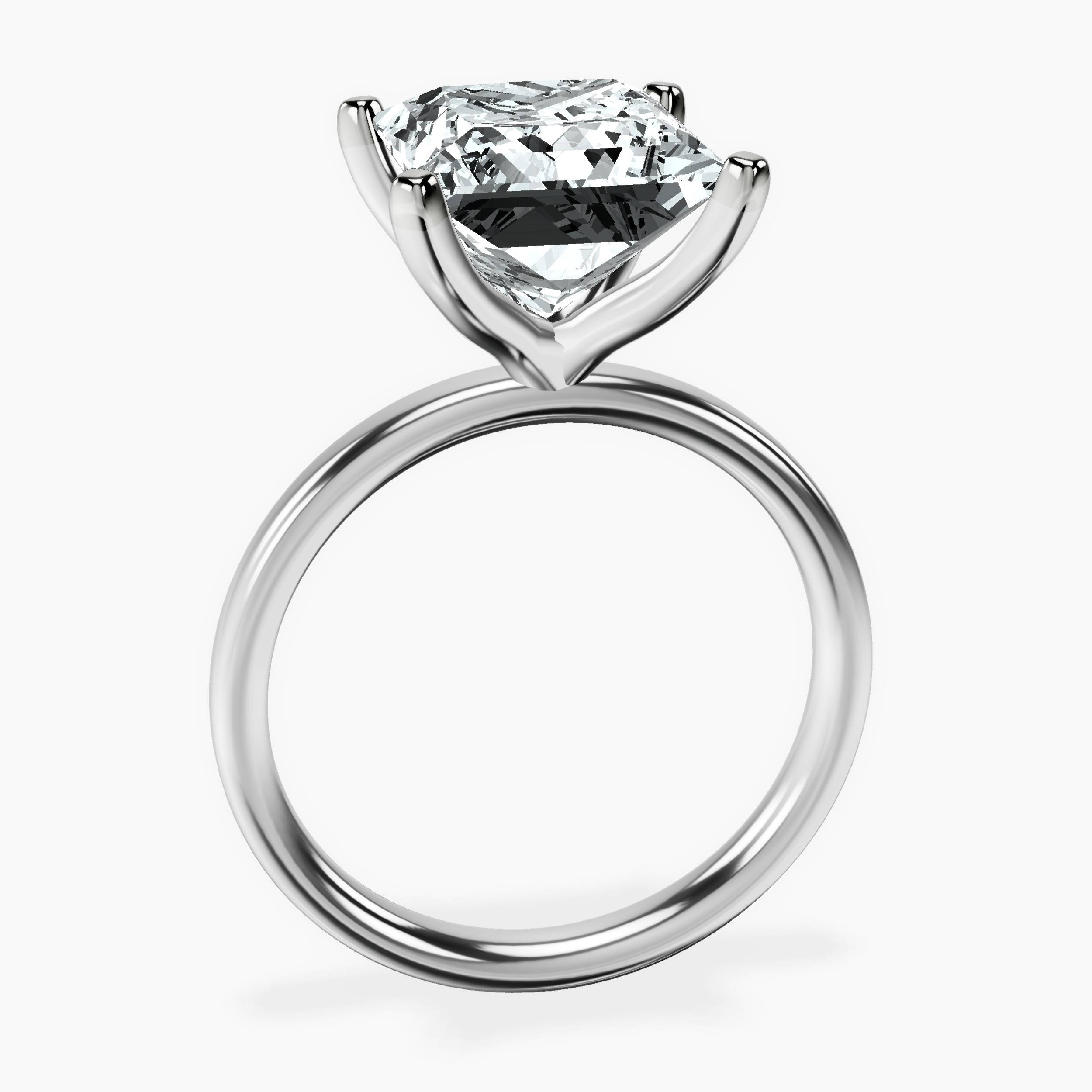 5.02 ct. princess Four Prong Ring in 9Ct white gold side right image one