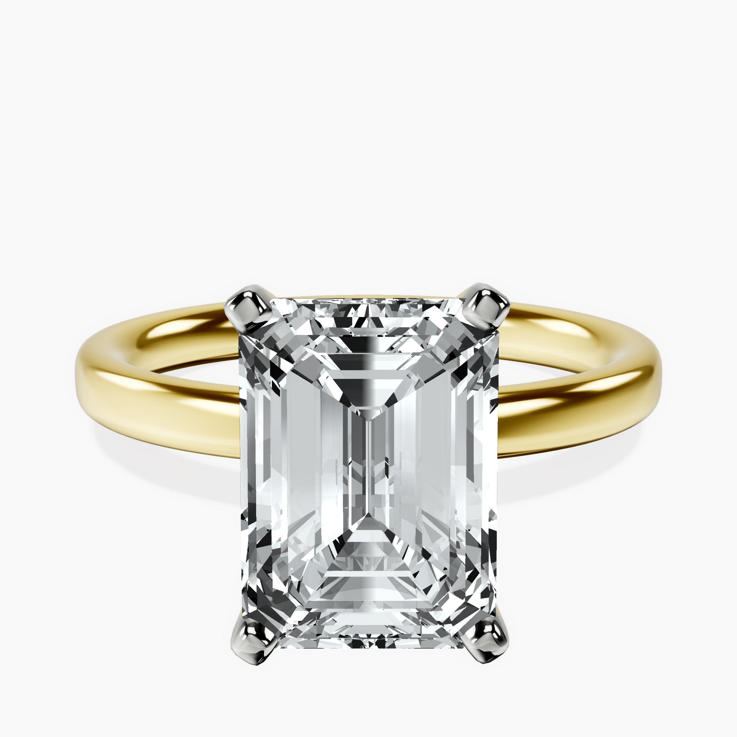 3.84 ct. emerald Four Prong Ring in 10kt yellow gold rtr top