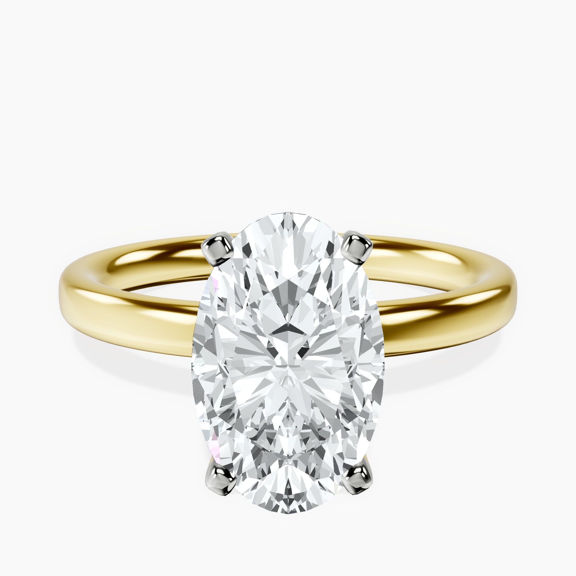 2.40 ct. oval Four Prong Ring in 10kt yellow gold rtr top