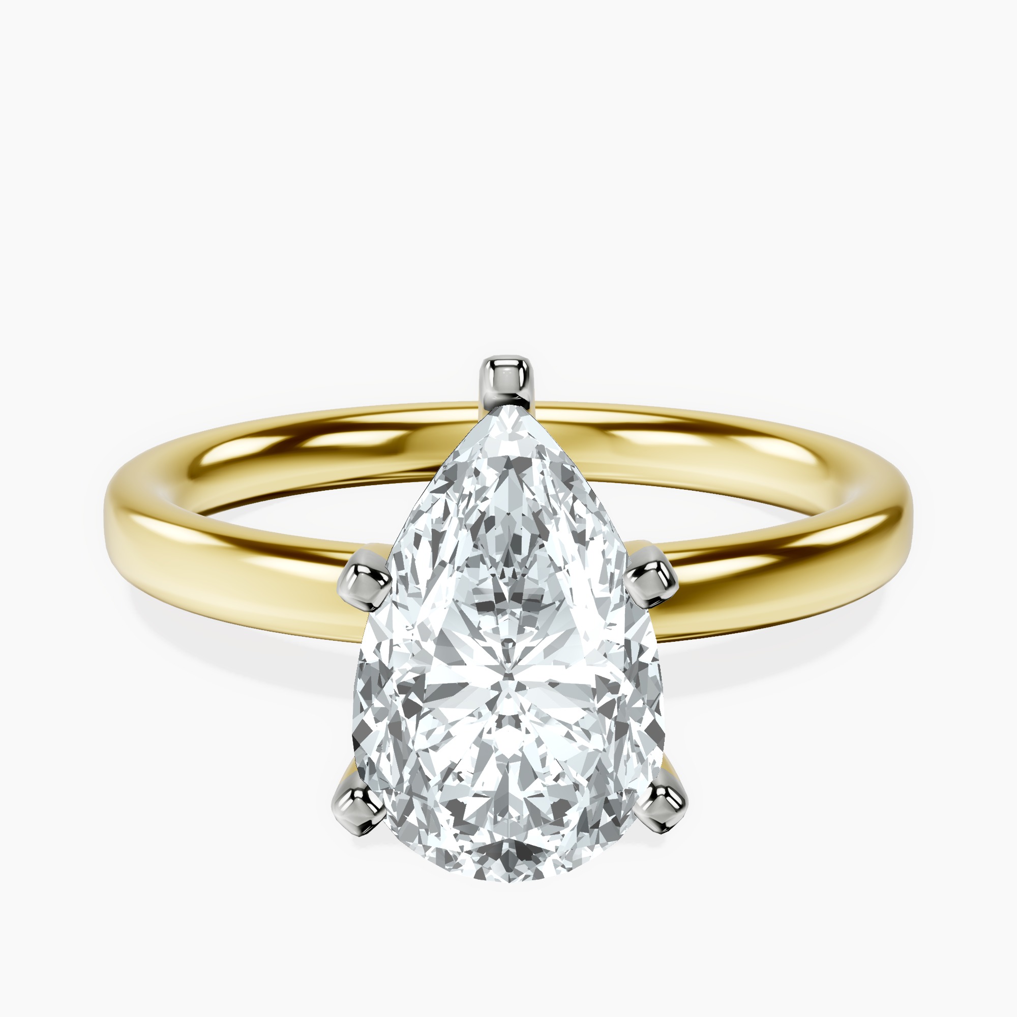 10kt Yellow Gold Four Prong Solitaire 2mm Lab Diamond Ring rtr top