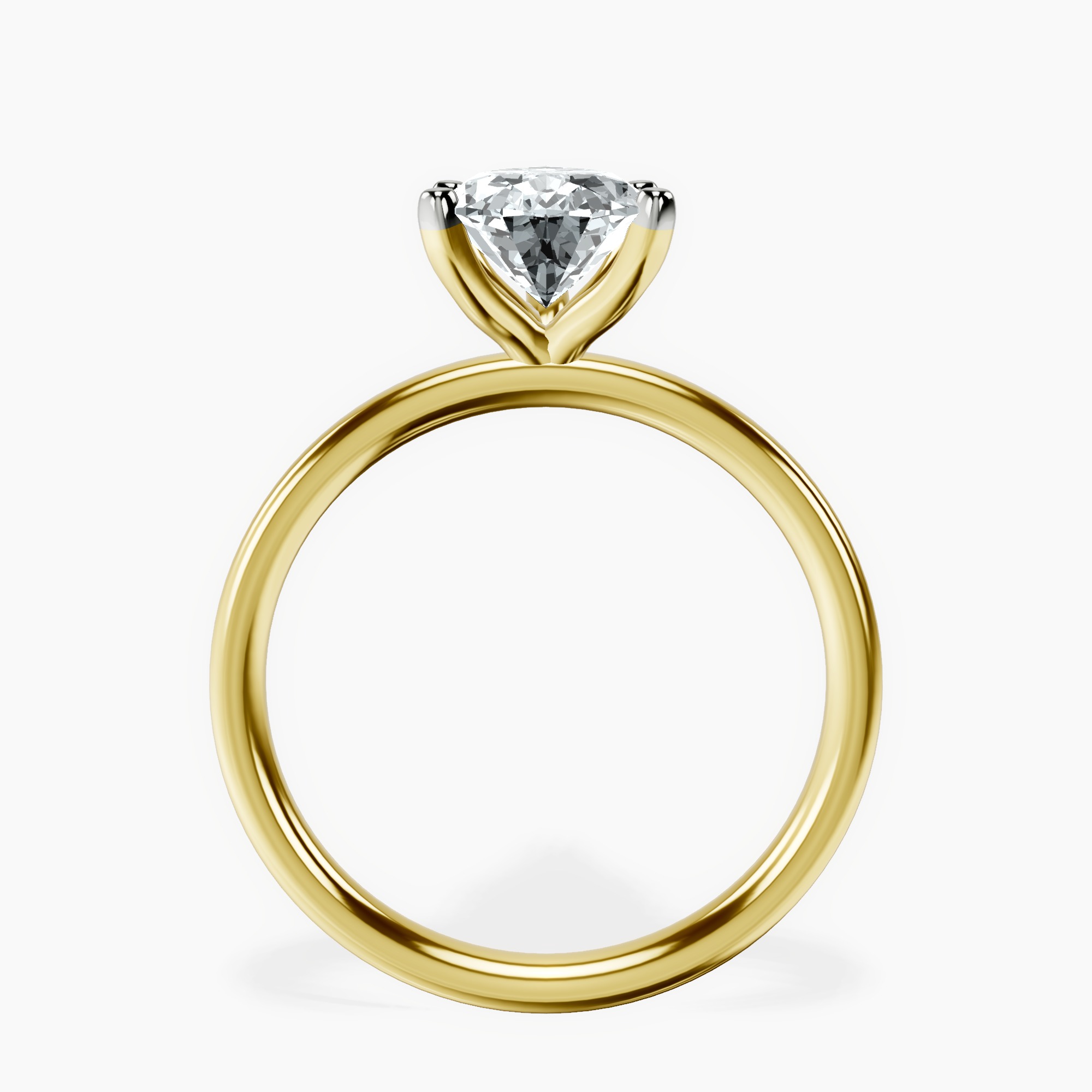 10kt Yellow Gold Four Prong Solitaire 2mm Lab Diamond Ring side right image one