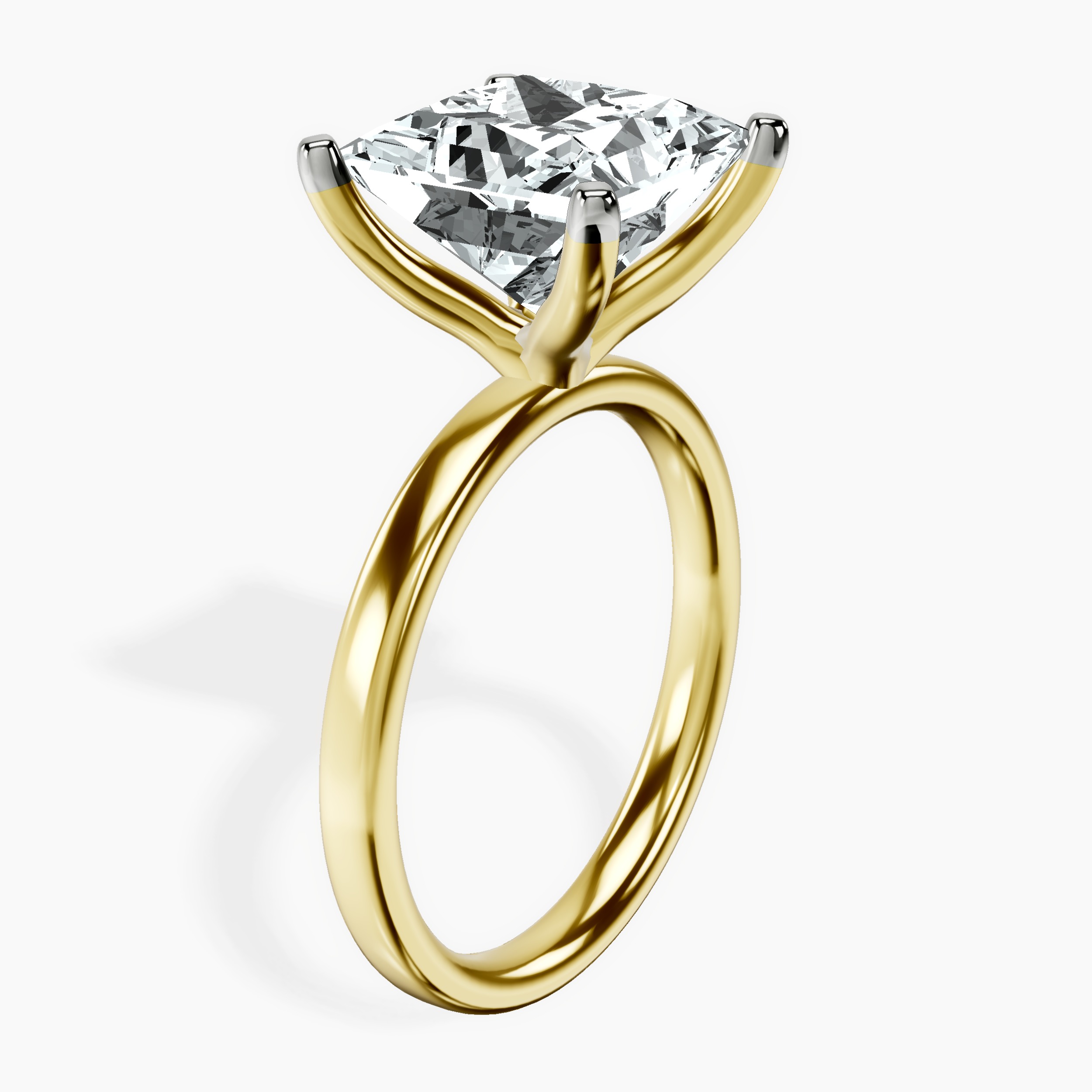 5.04 ct. princess Four Prong Ring in 10kt yellow gold standing product image one