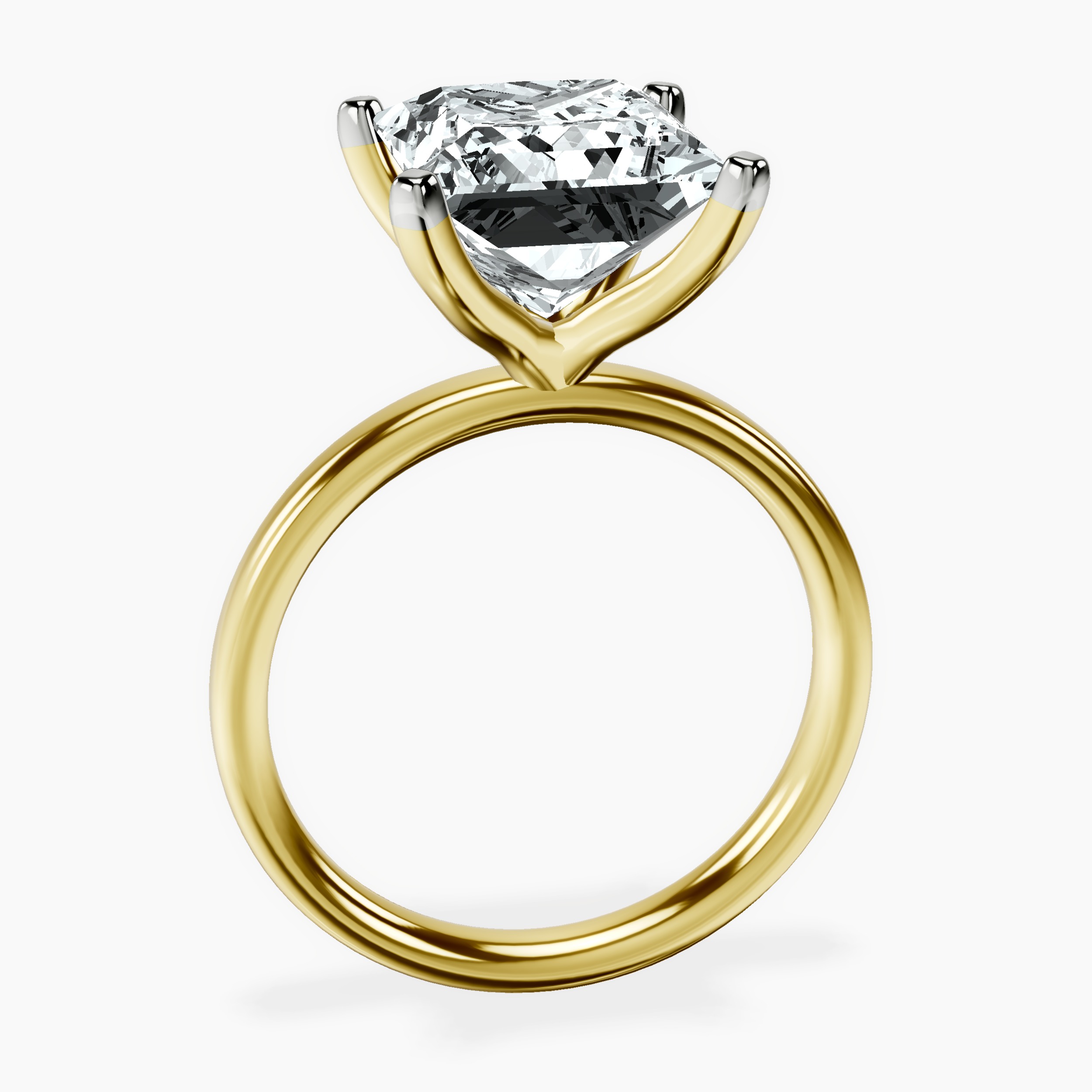 5.04 ct. princess Four Prong Ring in 10kt yellow gold side right image one