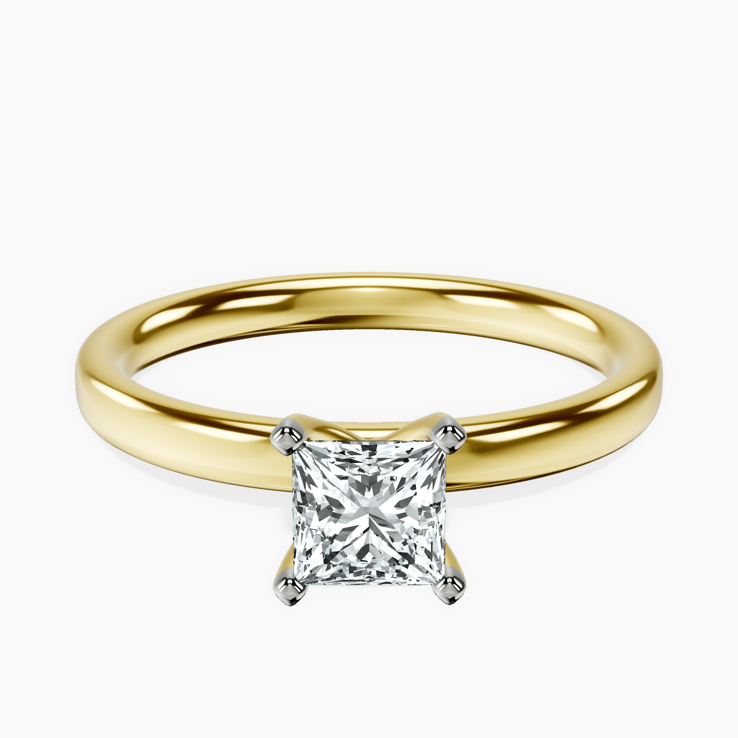 10kt Yellow Gold Four Prong Solitaire 2mm Lab Diamond Ring front image
