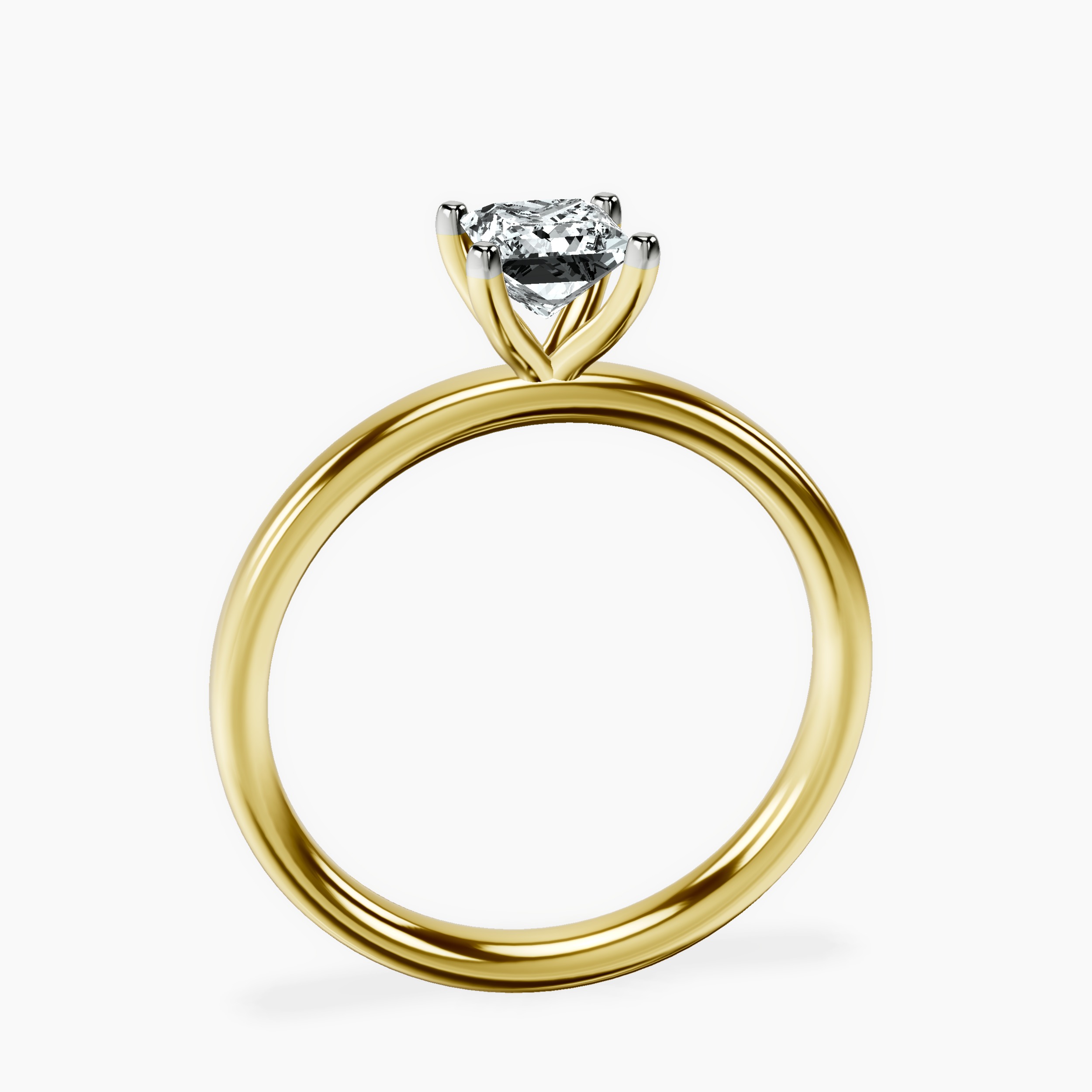 10kt Yellow Gold Four Prong Solitaire 2mm Lab Diamond Ring side right image one