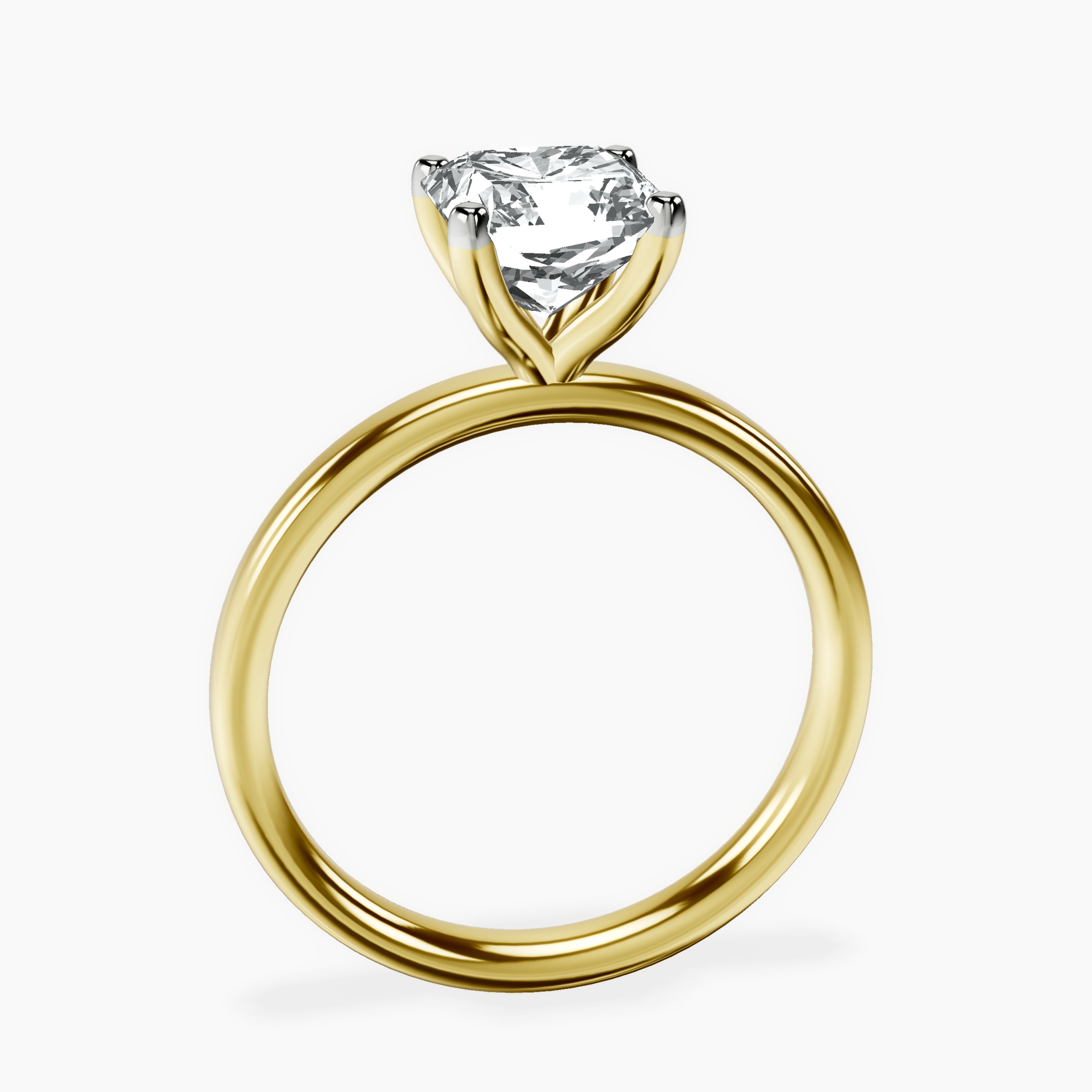 10kt Yellow Gold Four Prong Solitaire 2mm Lab Diamond Ring side right image one