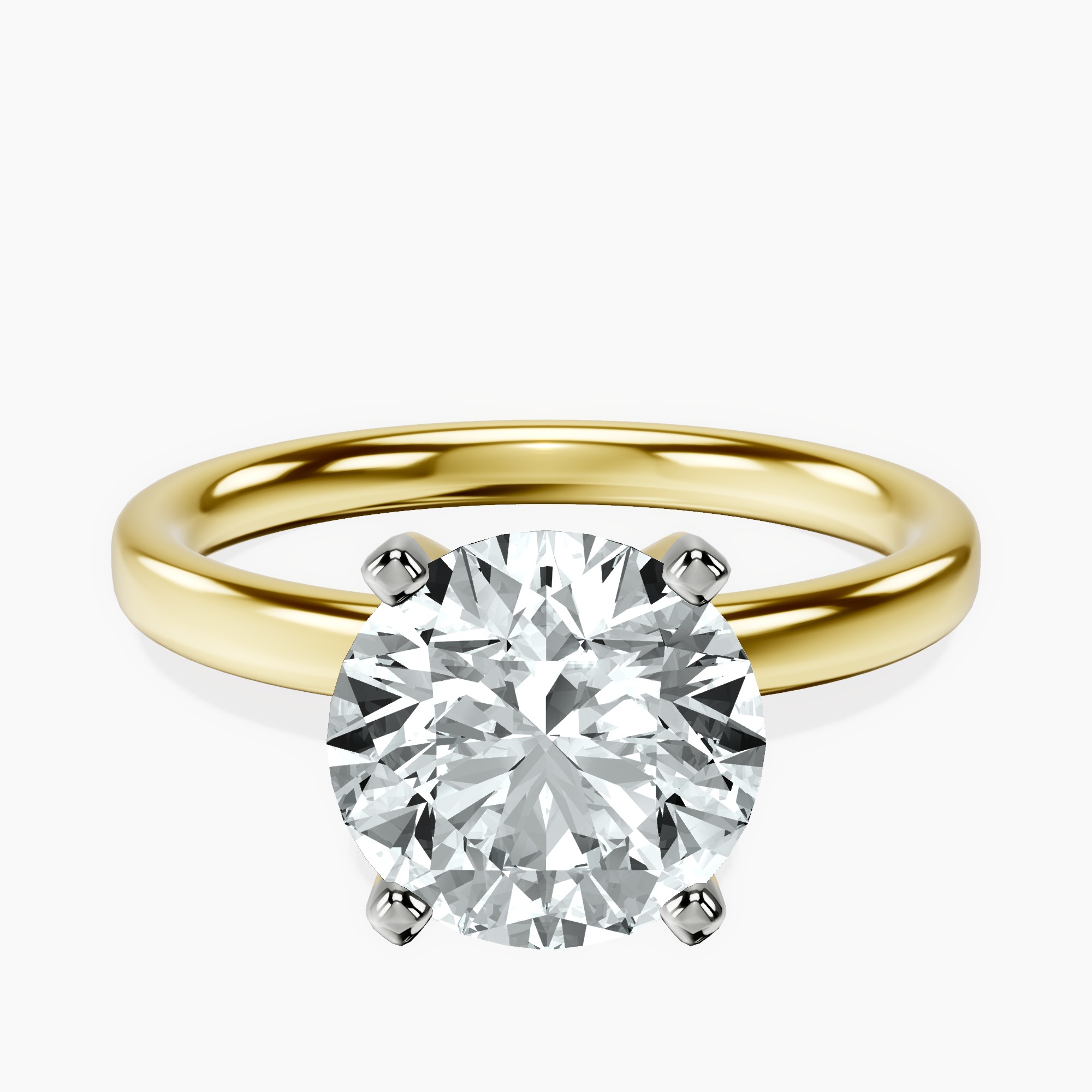 2.36 ct. round Four Prong Ring in 14kt yellow gold rtr top