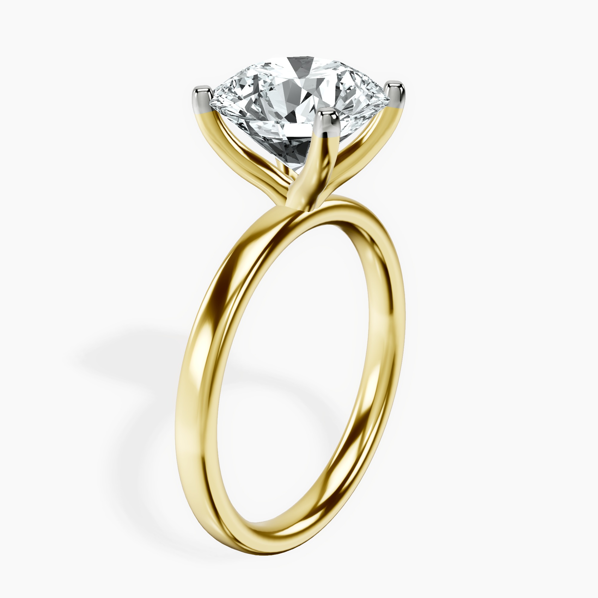 4.63 ct. round Four Prong Ring in 14Ct yellow gold standing product image one