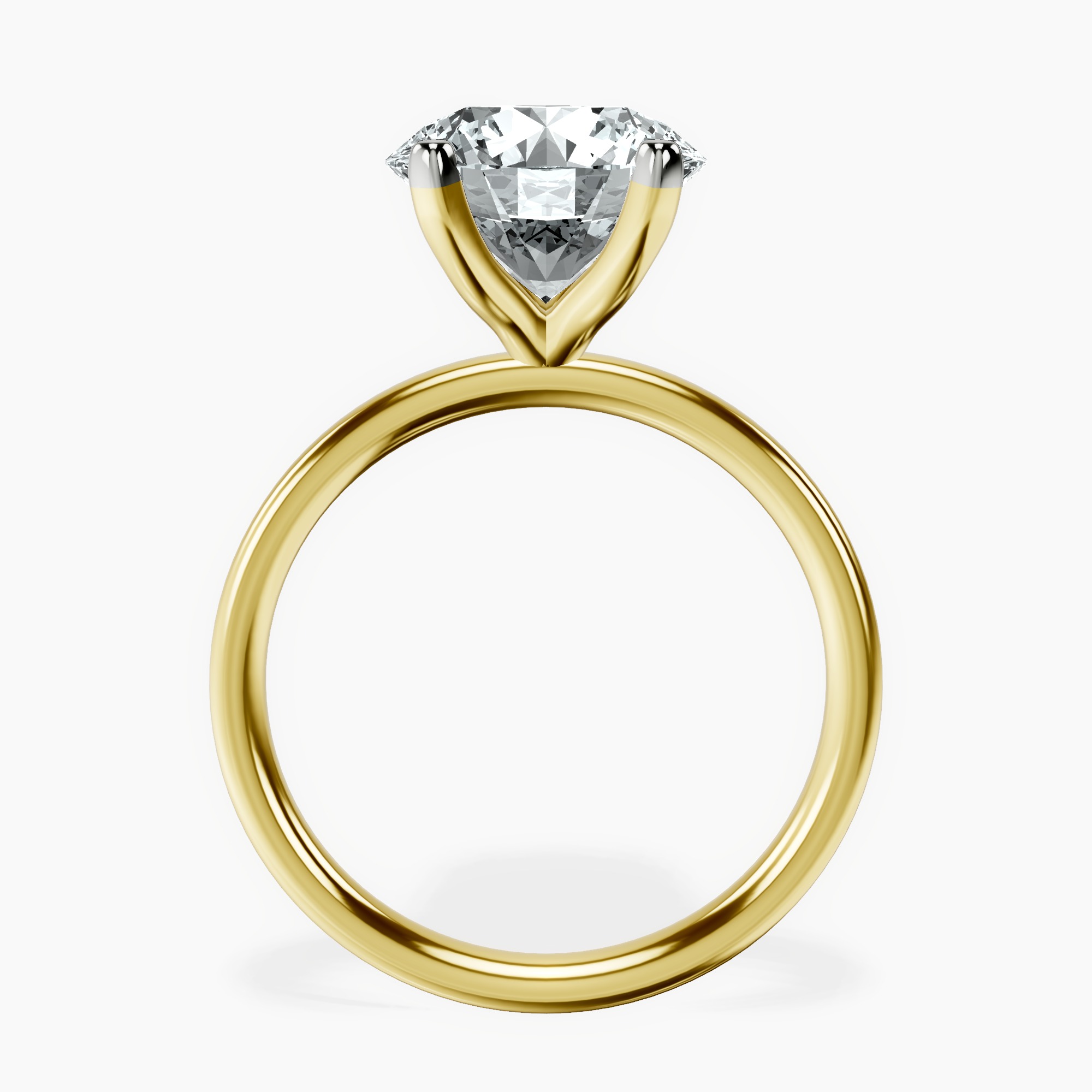 4.63 ct. round Four Prong Ring in 14Ct yellow gold side right image one