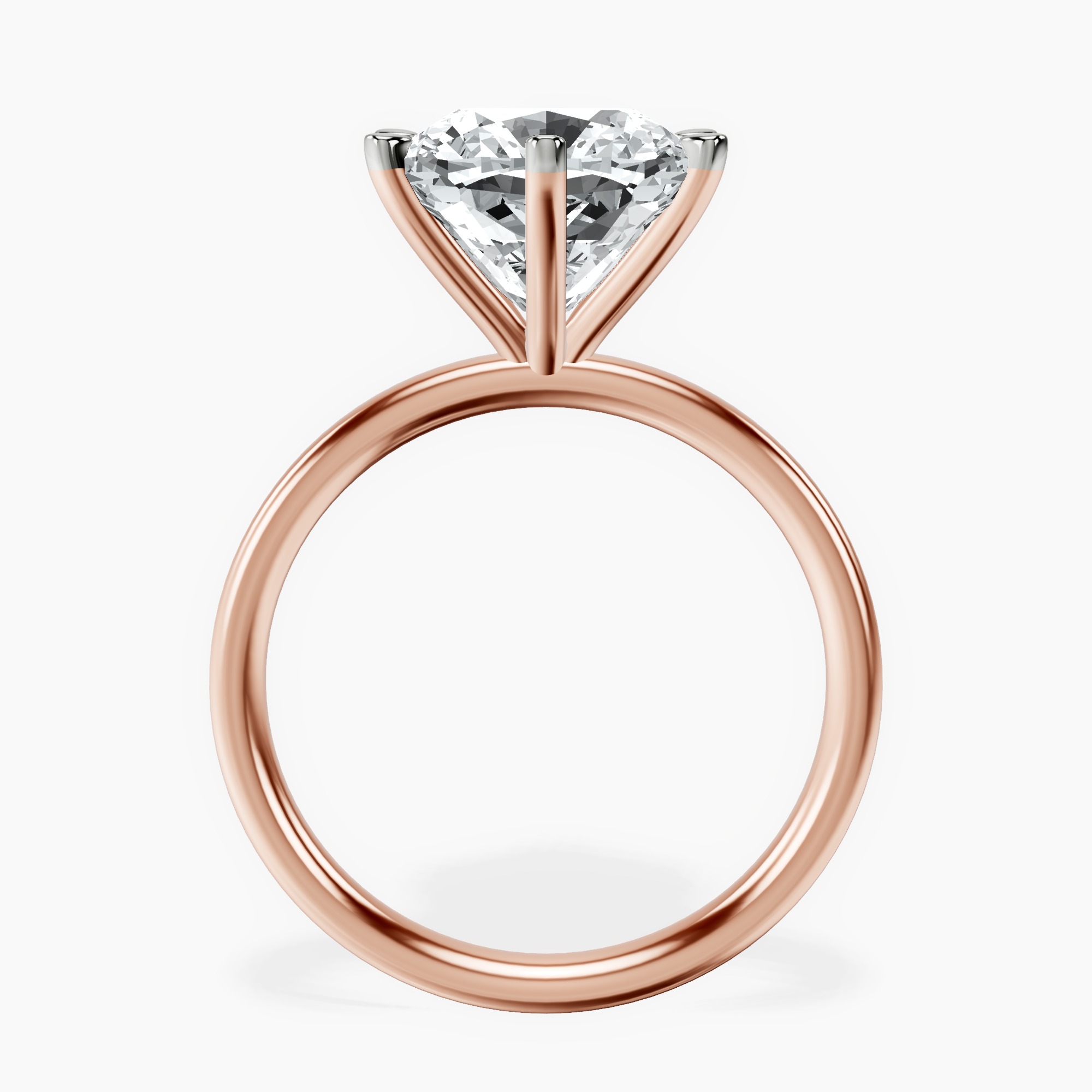 18kt Rose Gold Six Prong Solitaire 2mm Lab Diamond Ring side right image one