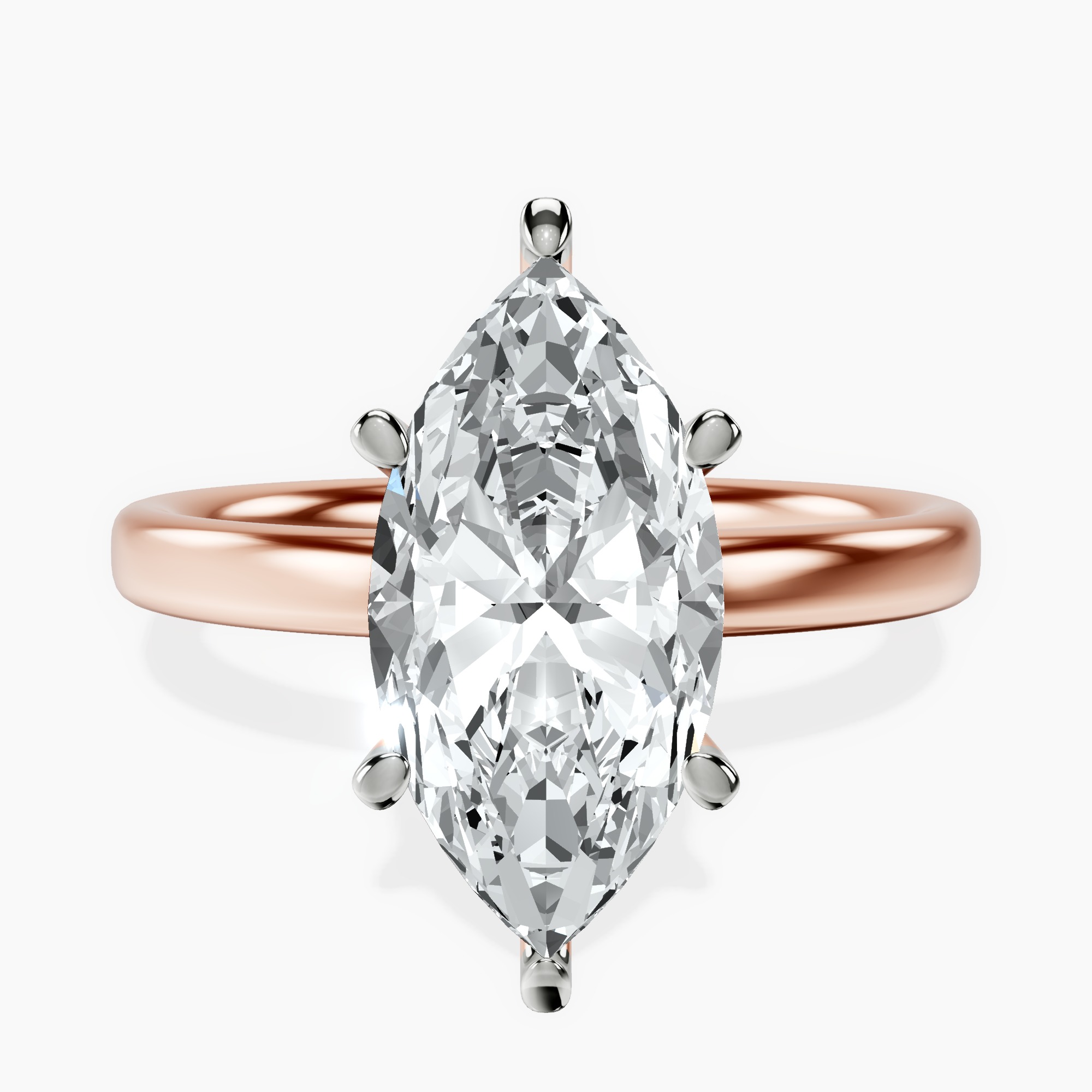 2.73 ct. marquise Six Prong Ring in 18kt rose gold rtr top