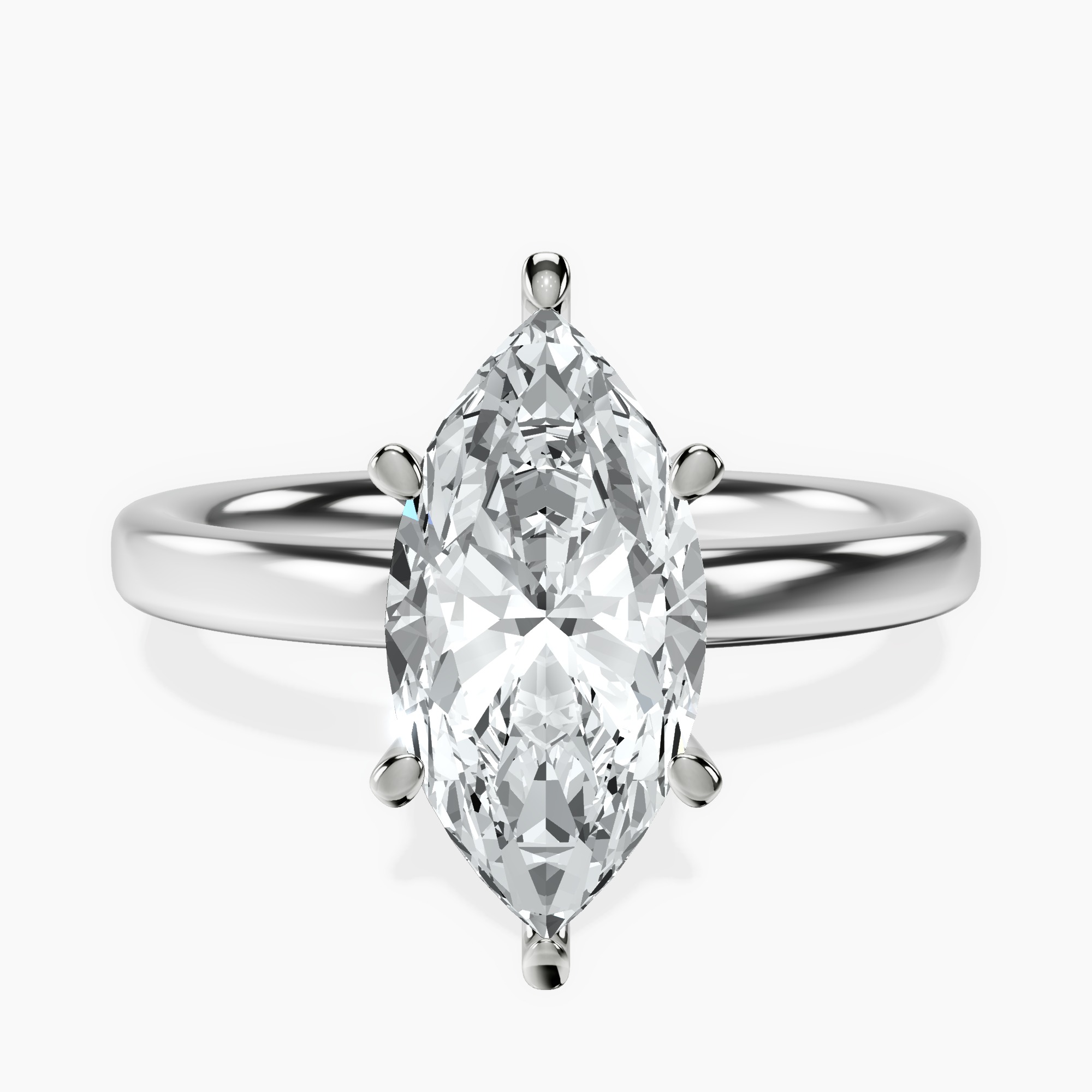 10kt White Gold Six Prong Solitaire 2mm Lab Diamond Ring rtr top
