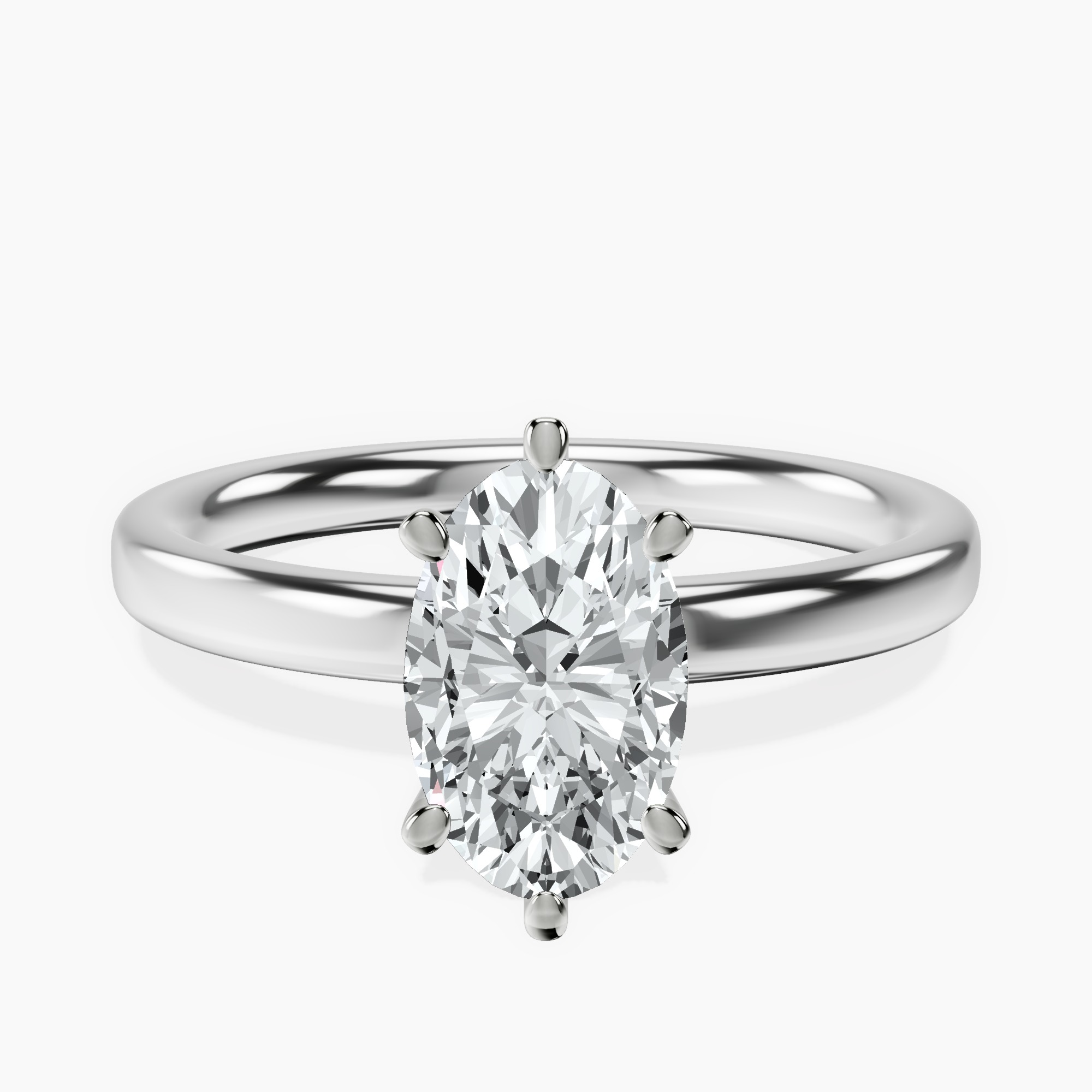 1.37 ct. oval Six Prong Ring in platinum rtr top