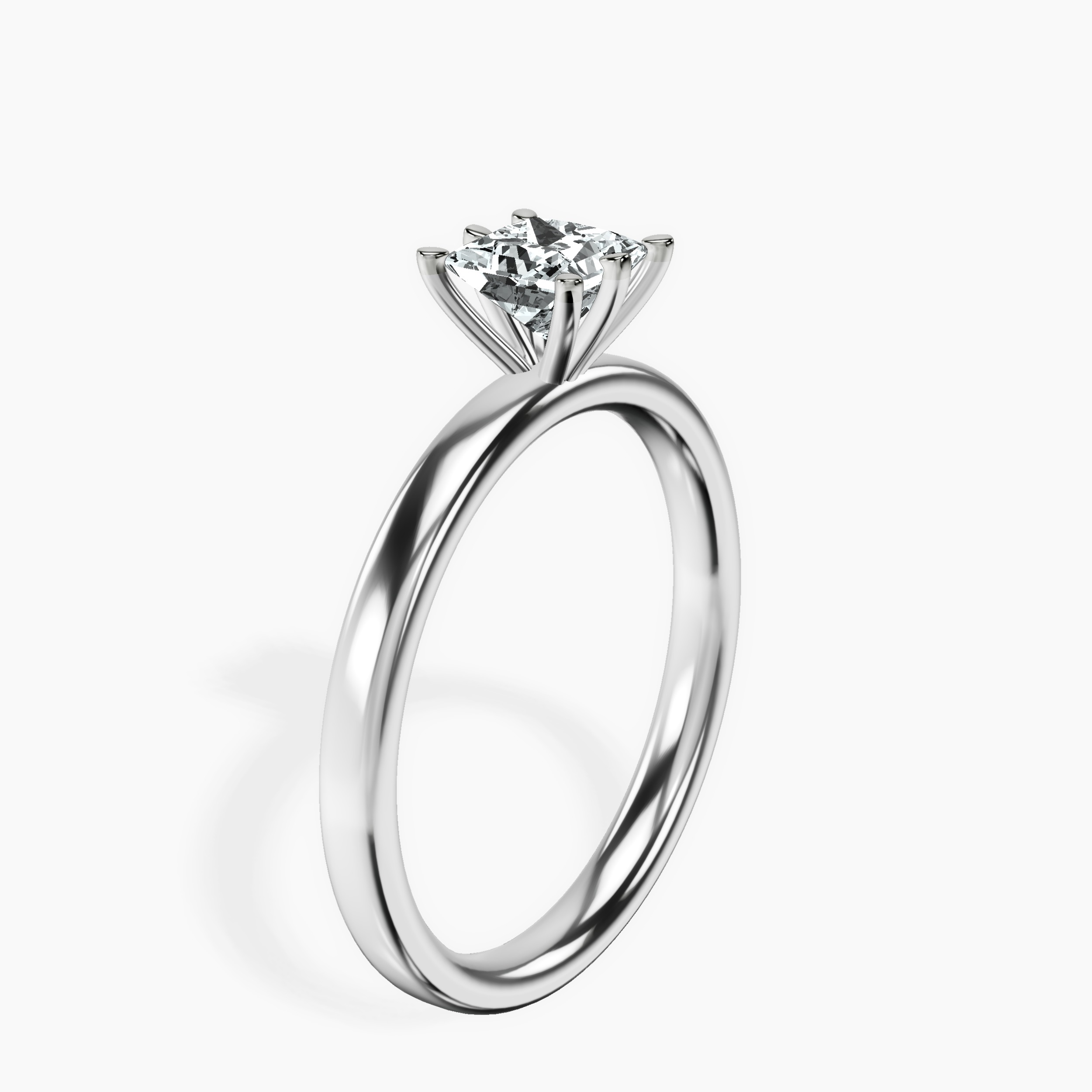 10kt White Gold Six Prong Solitaire 2mm Lab Diamond Ring standing product image one