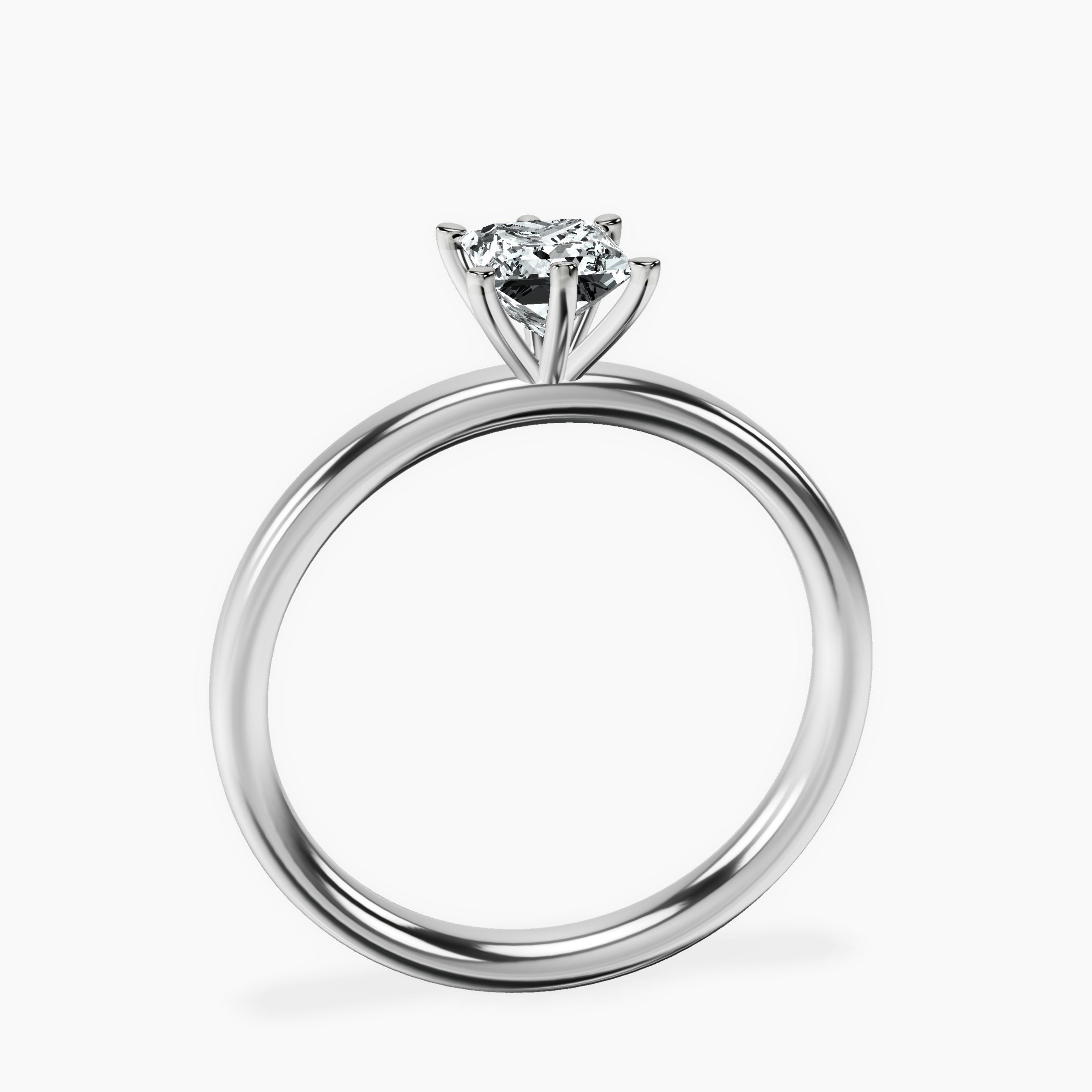 10kt White Gold Six Prong Solitaire 2mm Lab Diamond Ring side right image one
