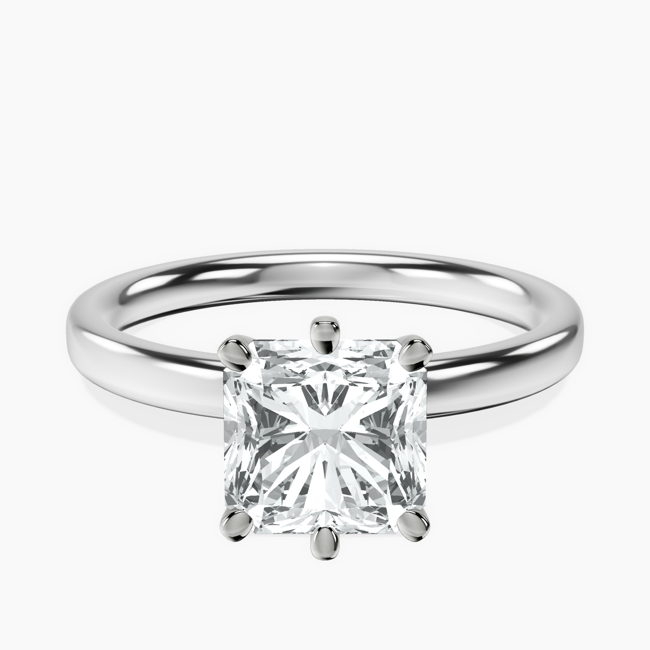 10kt White Gold Six Prong Solitaire 2mm Lab Diamond Ring rtr top