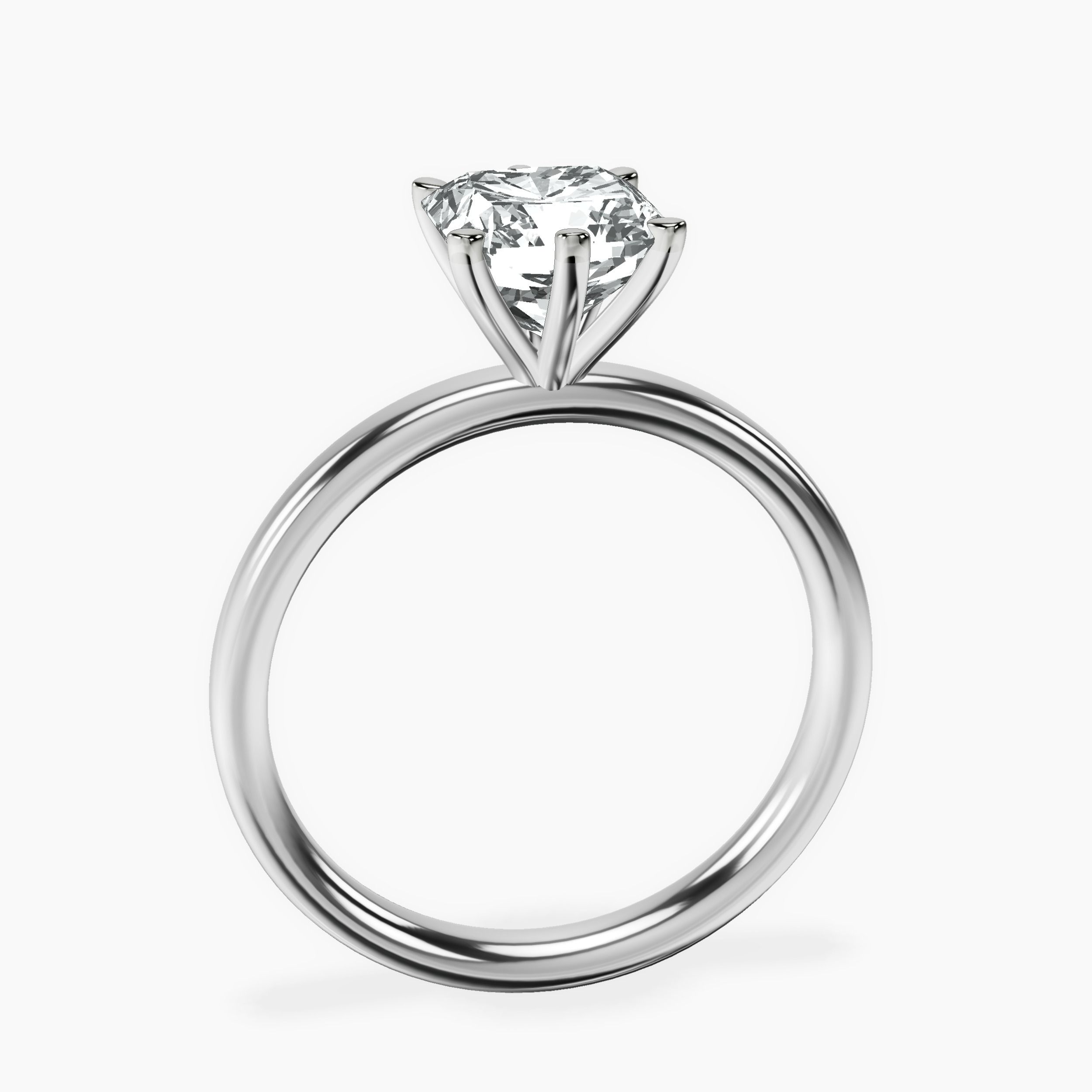 10kt White Gold Six Prong Solitaire 2mm Lab Diamond Ring side right image one