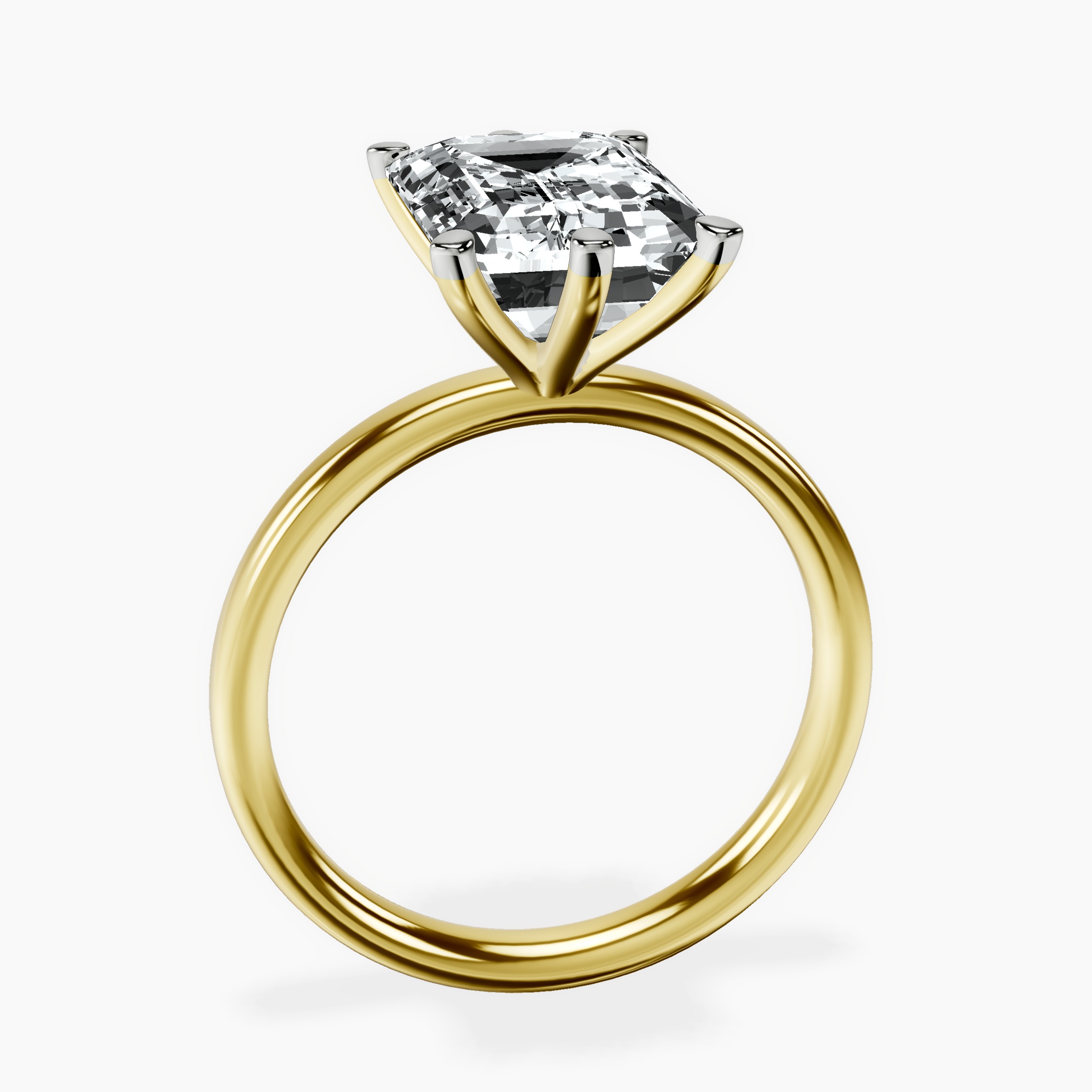 14kt Yellow Gold Six Prong Solitaire 2mm Lab Diamond Ring side right image one